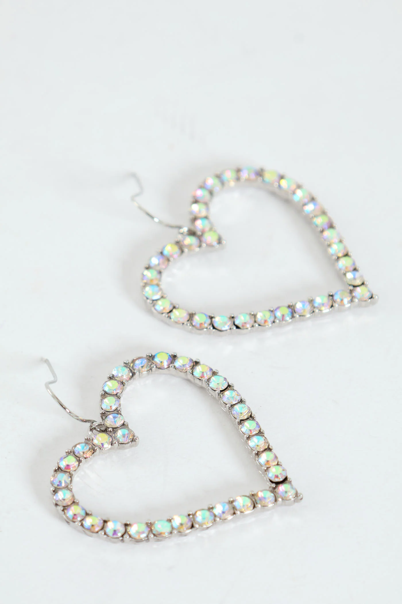 Diamante Heart Earrings - Silver - Image 3