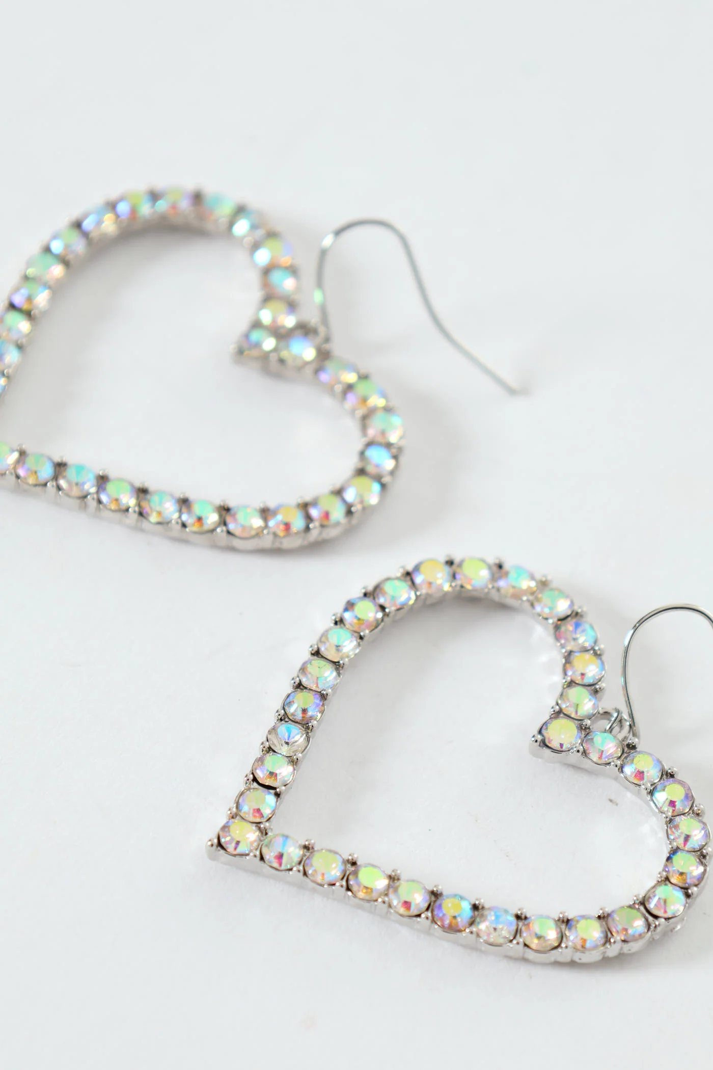 Diamante Heart Earrings - Silver - Image 4