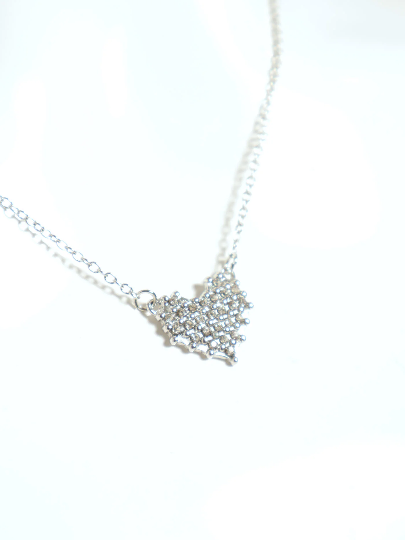 Diamante Heart Necklace - Silver - Image 2