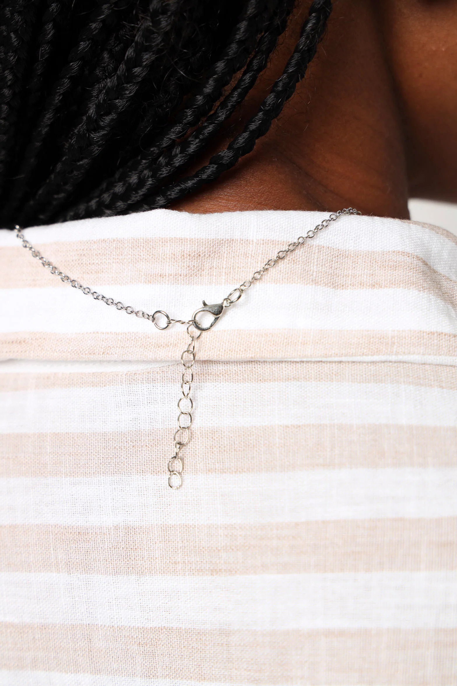 Diamante Heart Pendant Necklace - Silver - Image 3