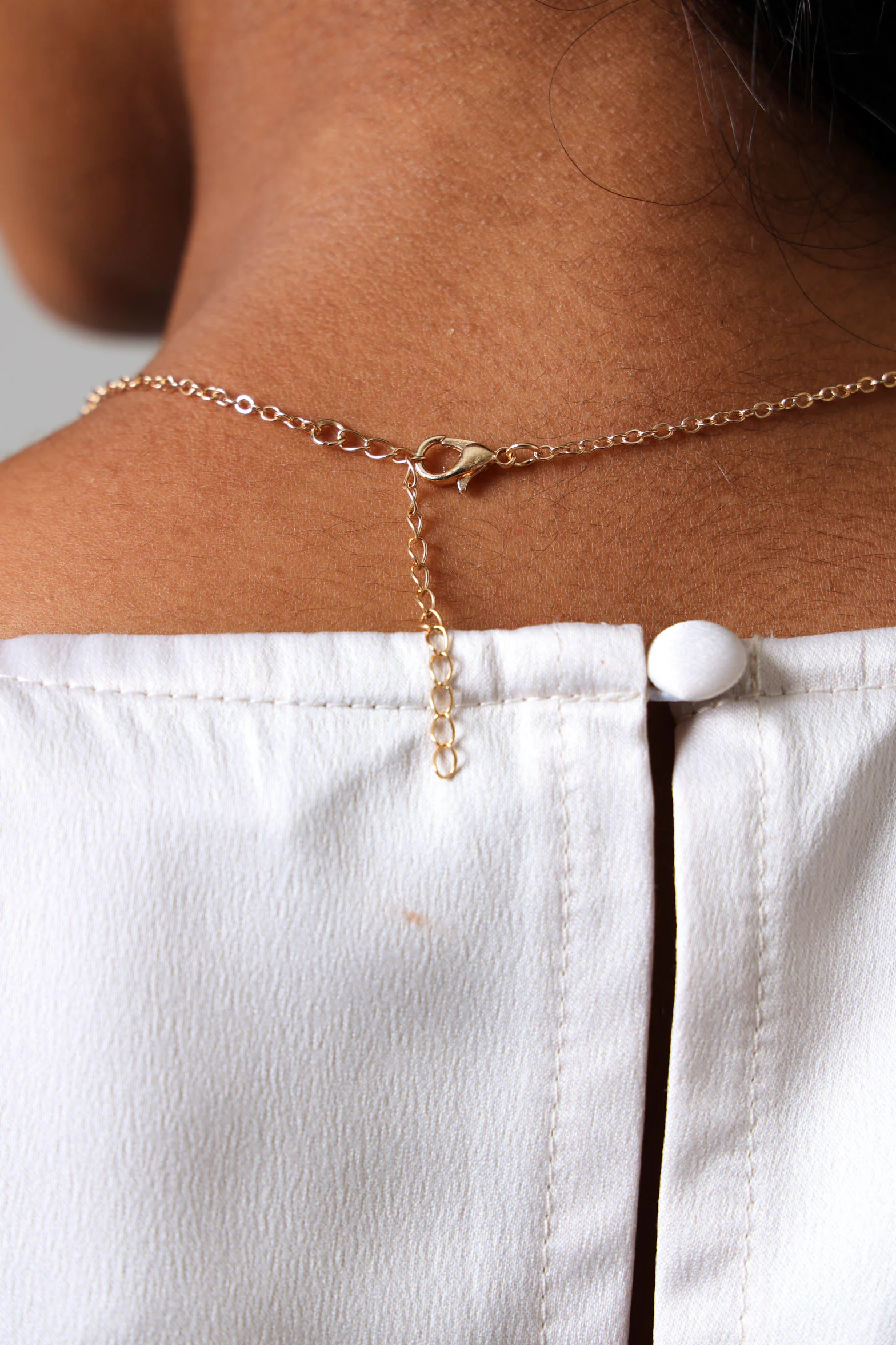 Diamante Heart Pendant Necklace & Matching Stud Earrings - Gold - Image 4