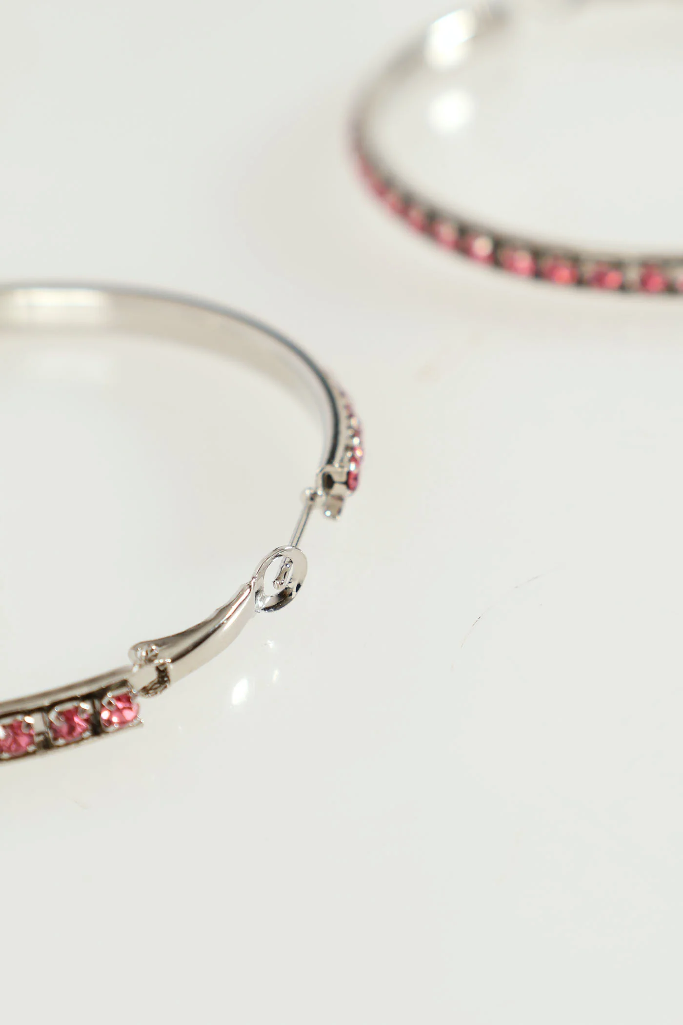 Diamante Hoop Earrings - Pink - Image 2