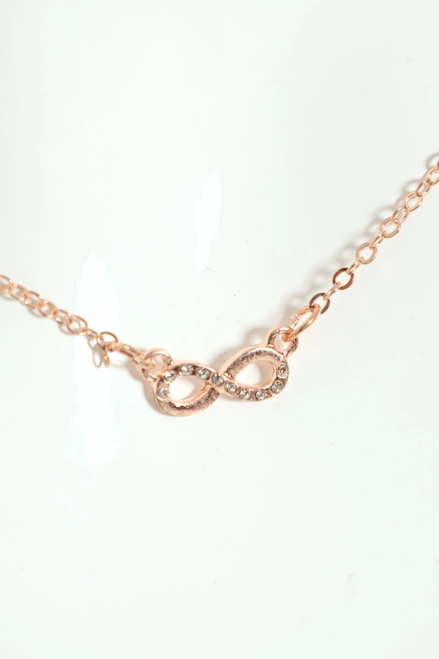 Diamante Infinity Pendant Necklace - Rose Gold - Image 2