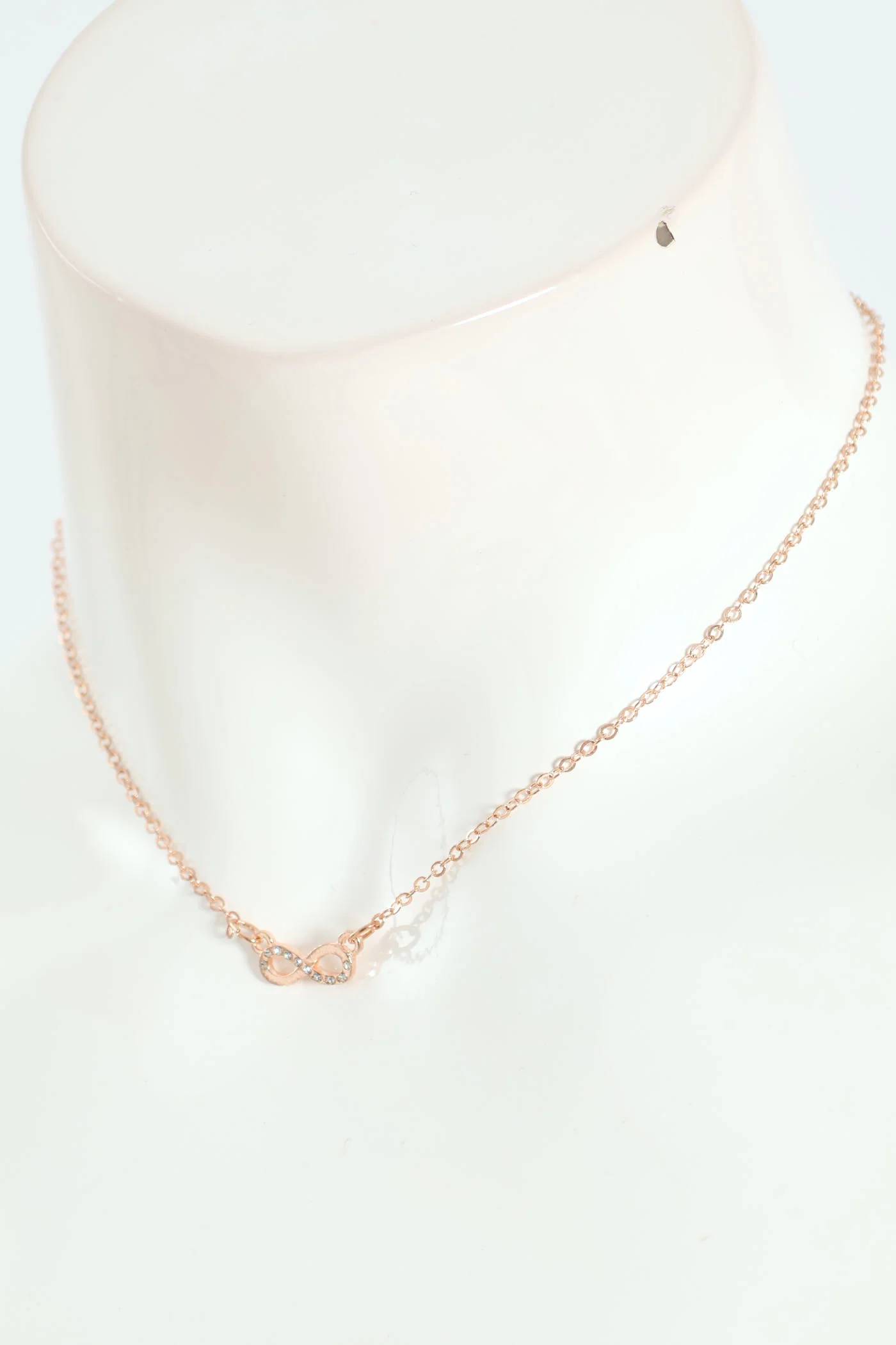 Diamante Infinity Pendant Necklace - Rose Gold - Image 3