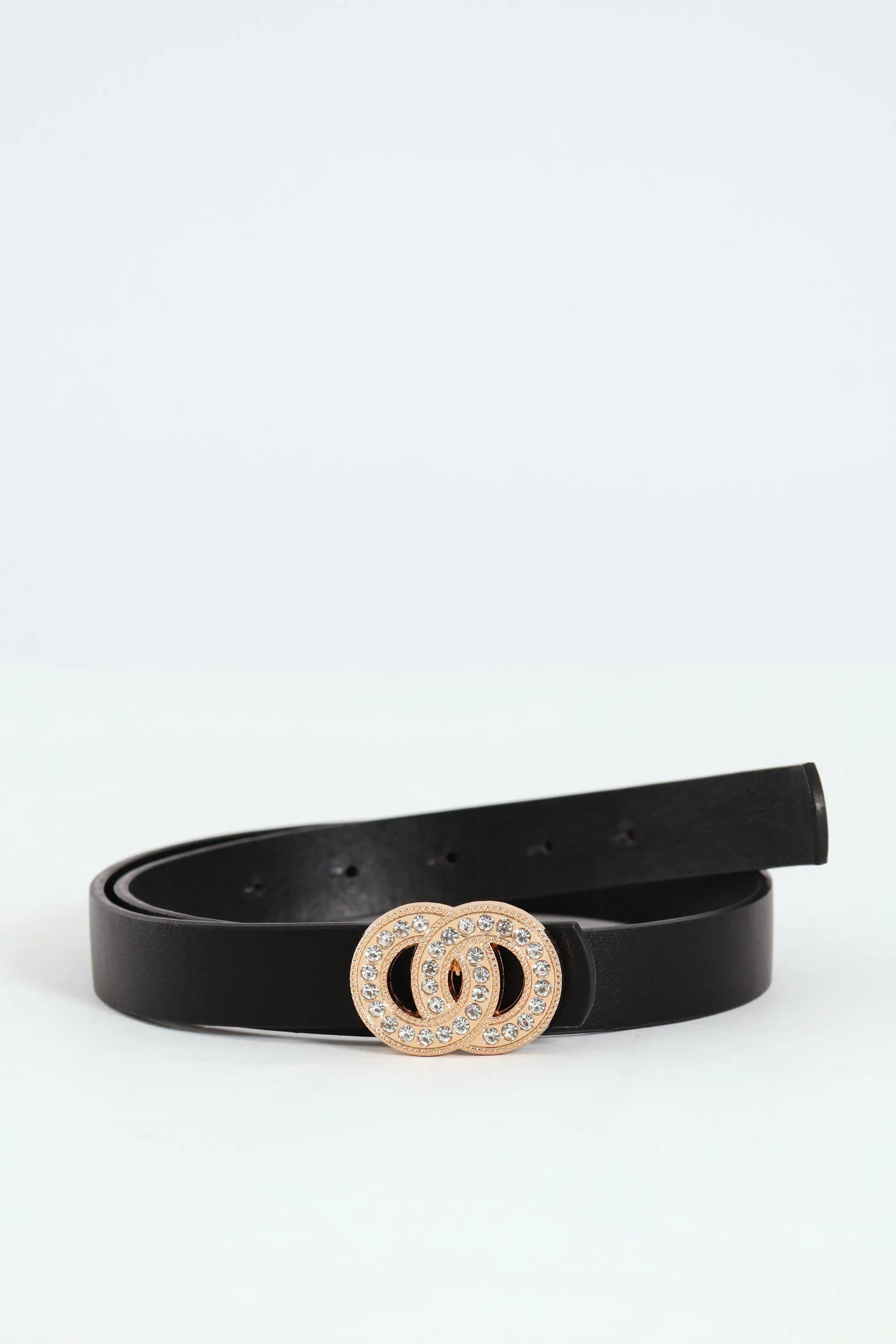 Diamante Interlinked Buckle Belt - Black - Image 2