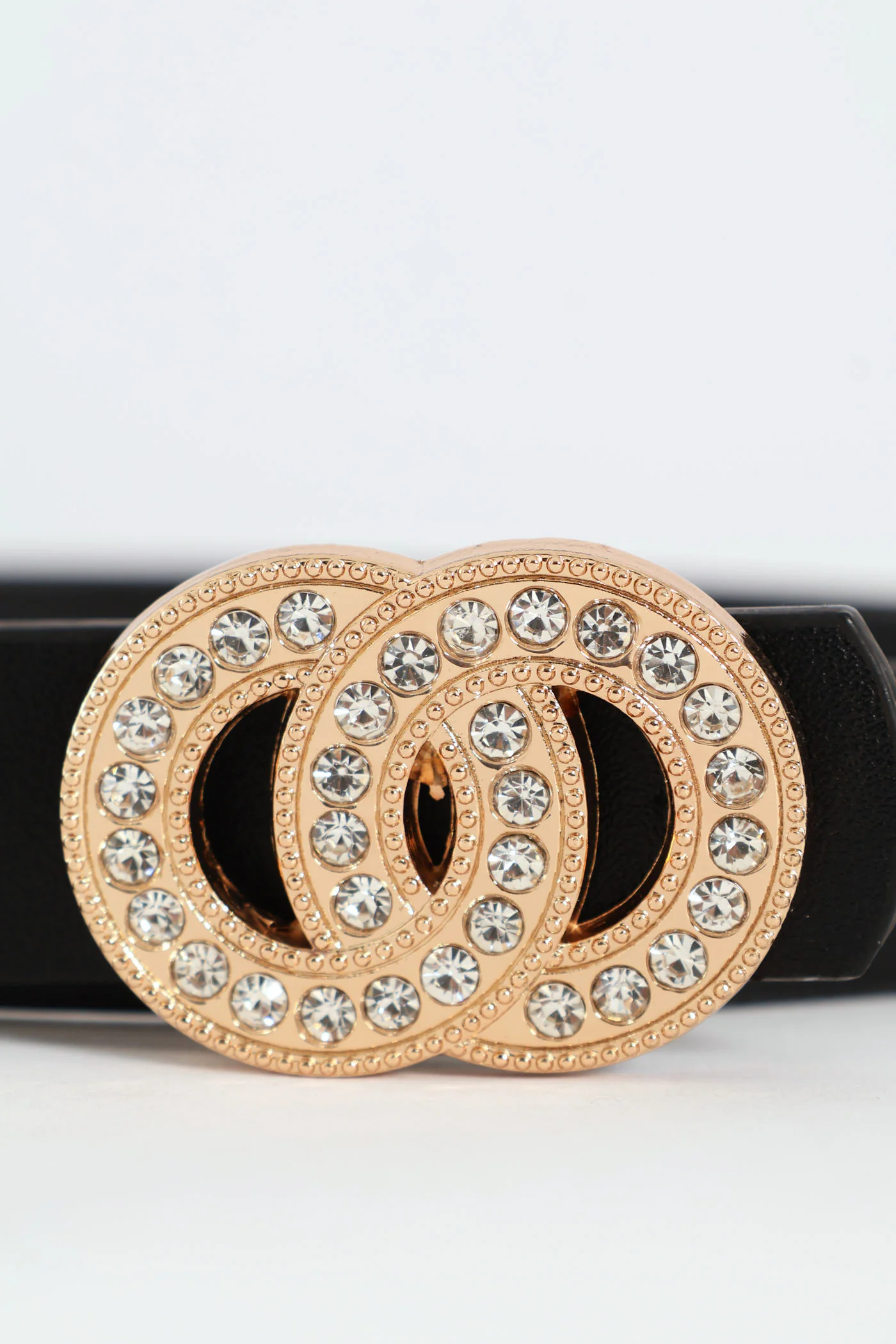 Diamante Interlinked Buckle Belt - Black - Image 3