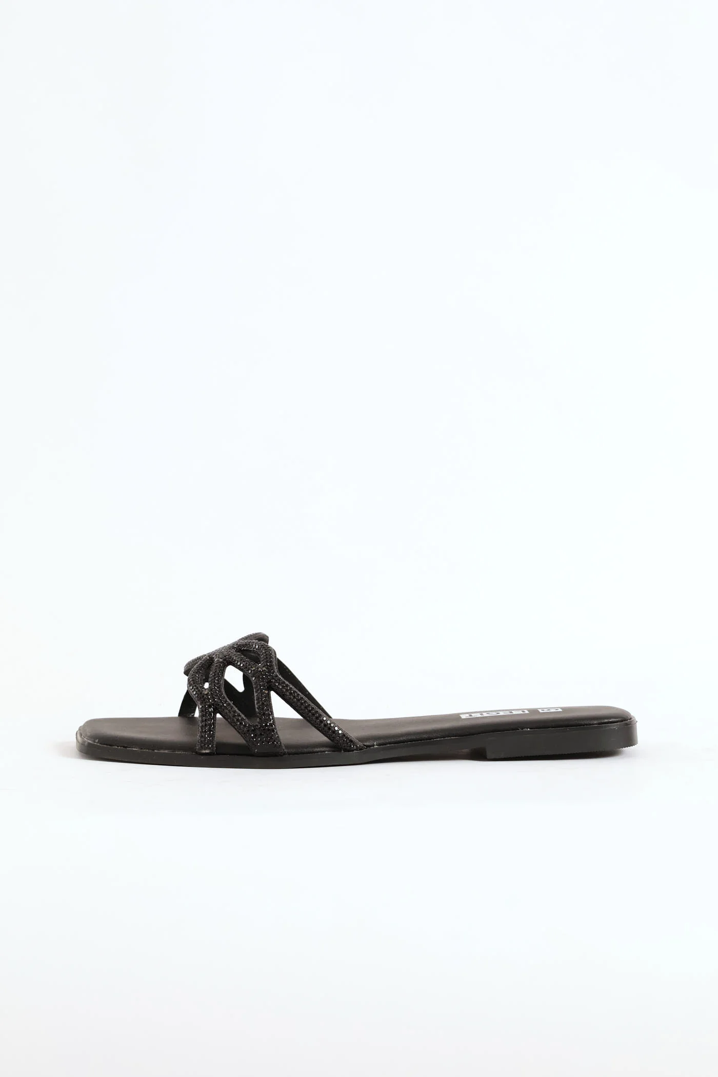 Diamante Lasercut One Strap Sandal - Black - Image 2