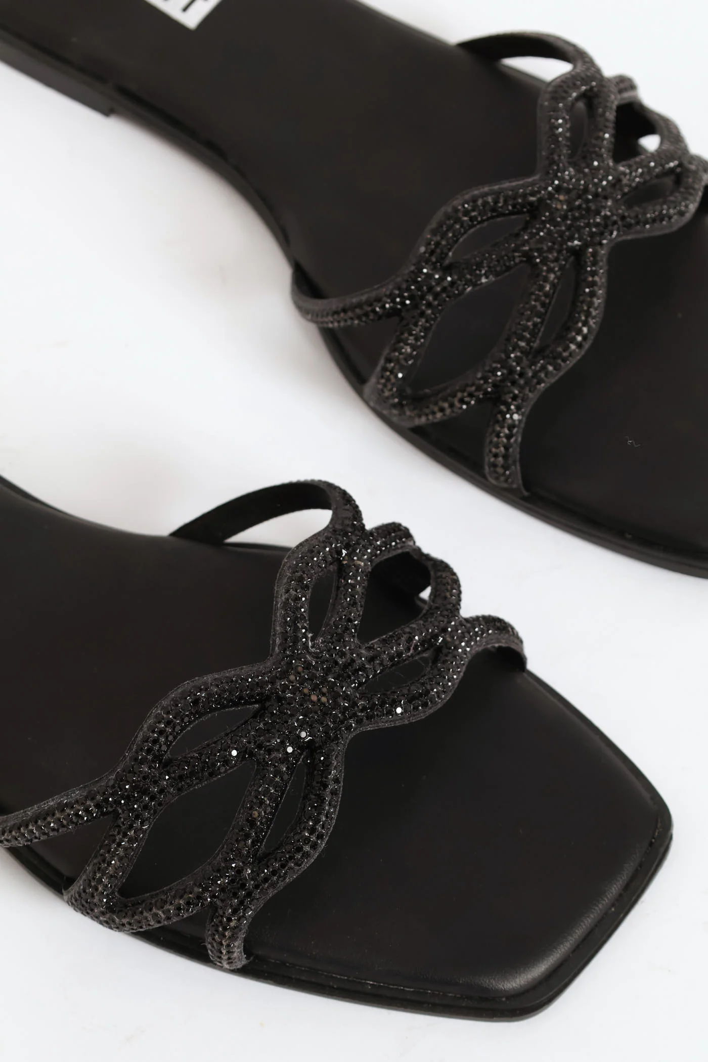Diamante Lasercut One Strap Sandal - Black - Image 3