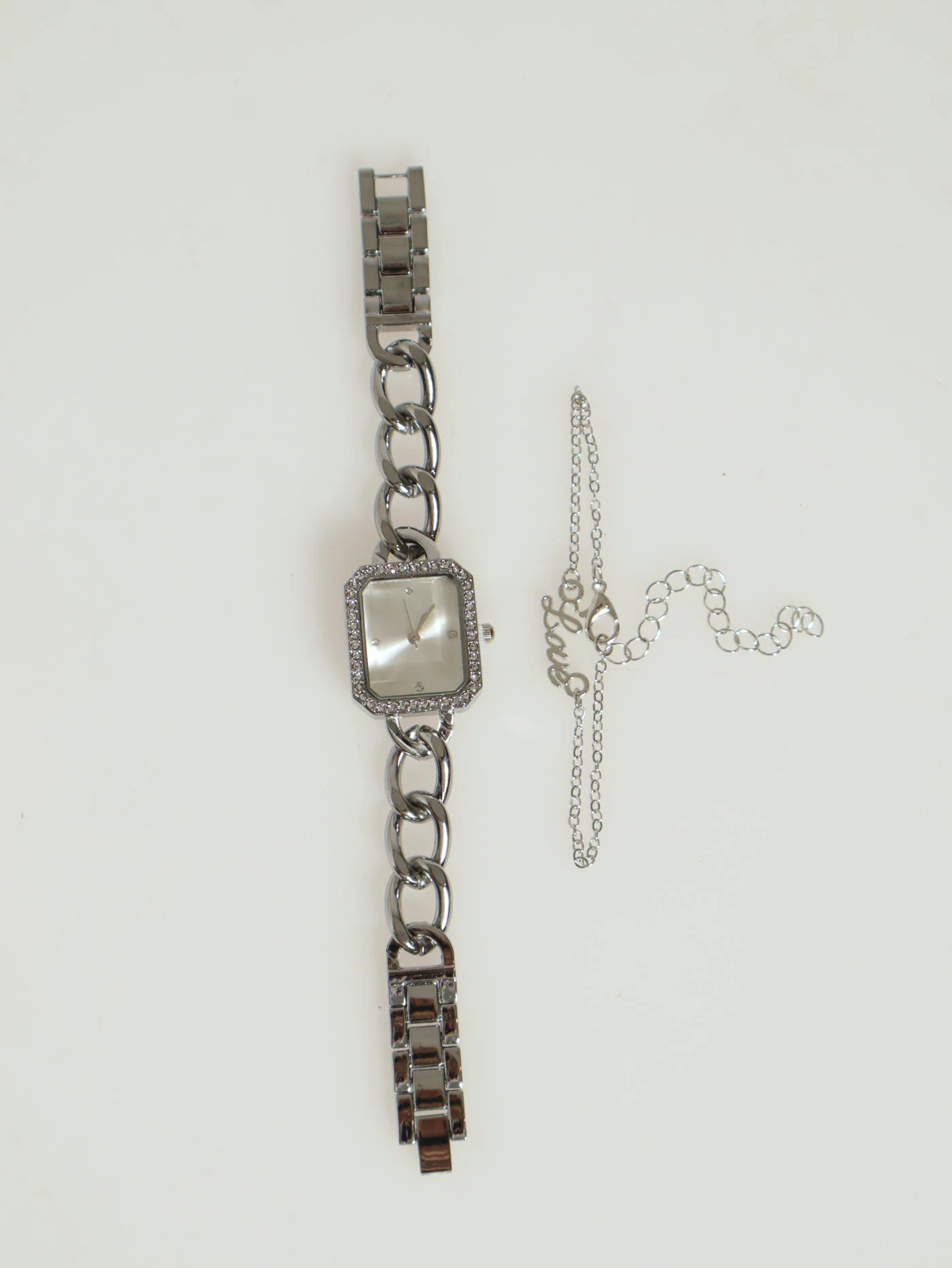 Diamante Linked Watch & Bracelet - Silver
