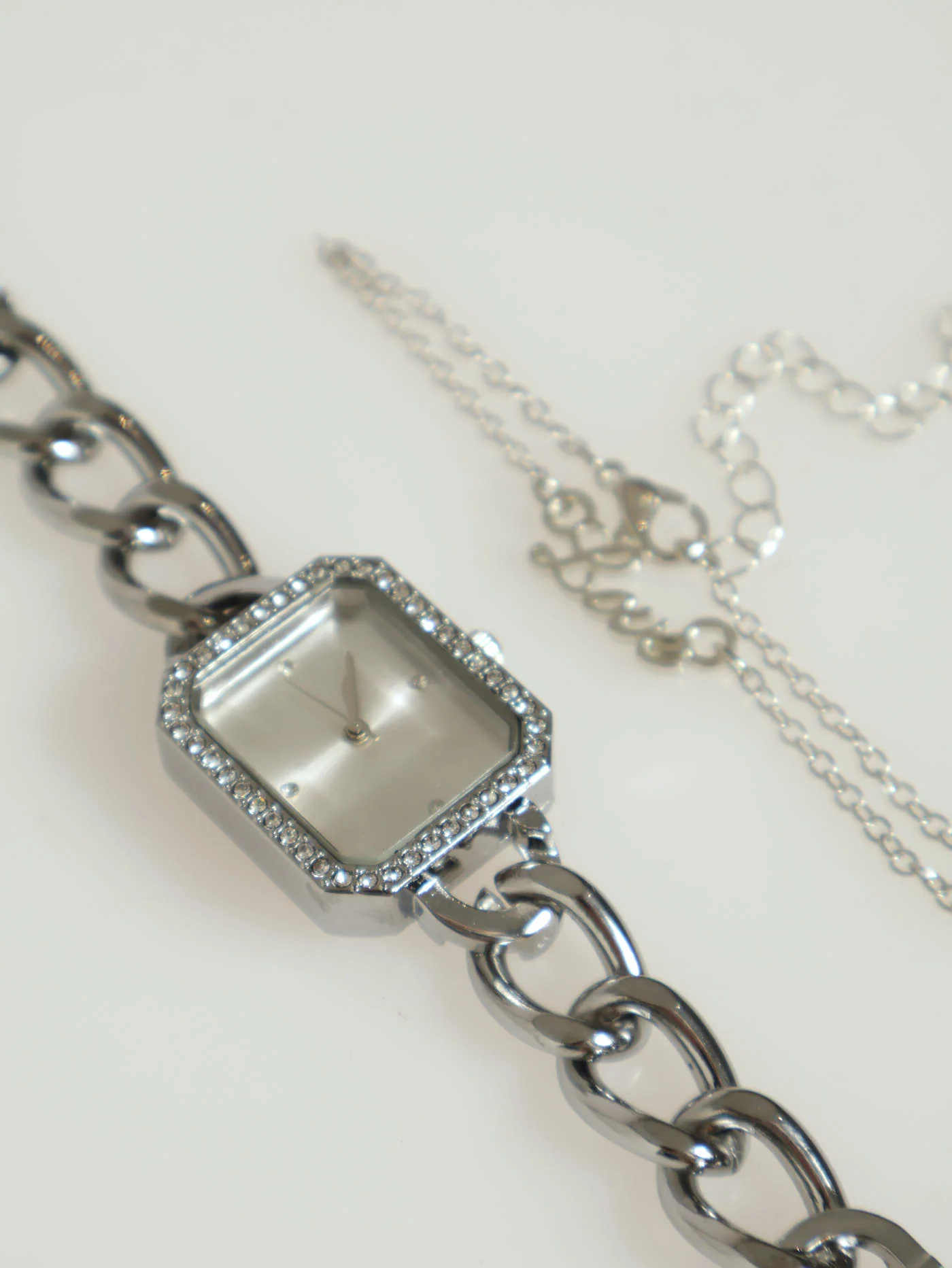 Diamante Linked Watch & Bracelet - Silver - Image 2