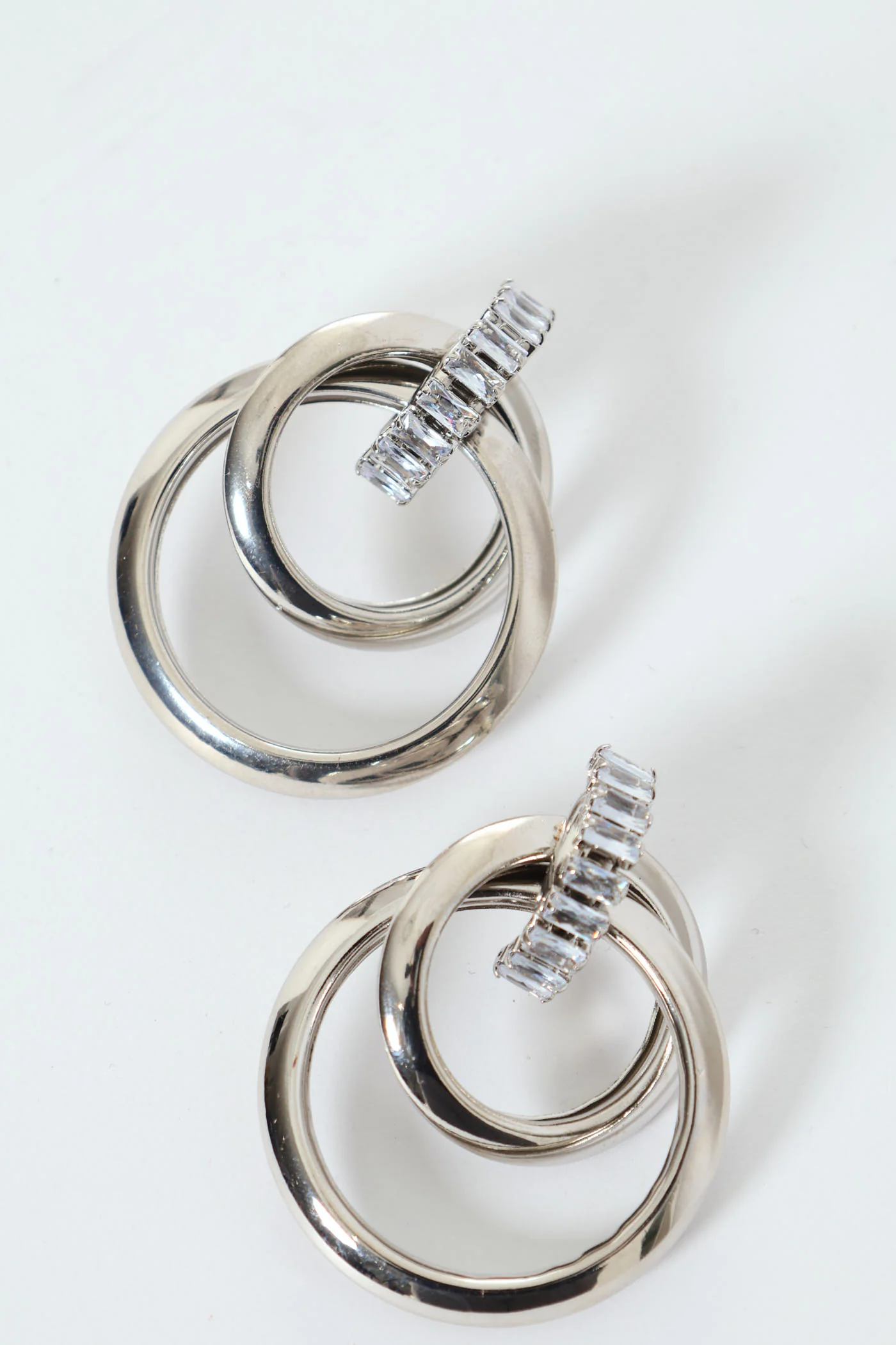Diamante Looped Statement Earring - Silver