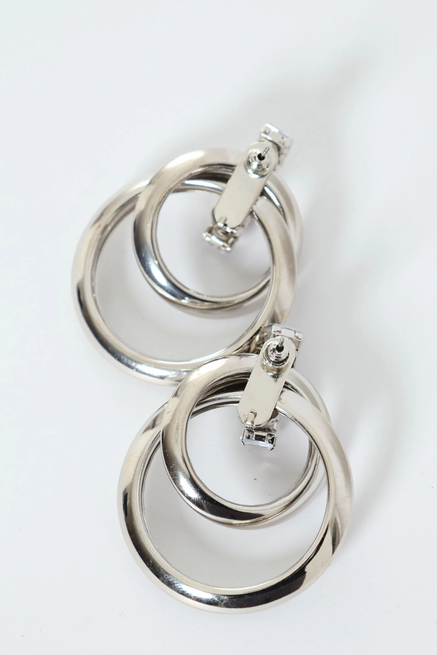 Diamante Looped Statement Earring - Silver - Image 2