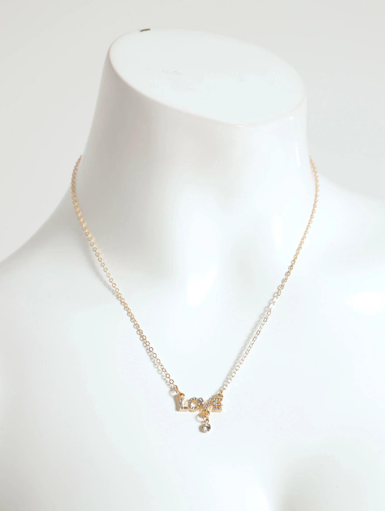 Diamante Love Slogan Necklace