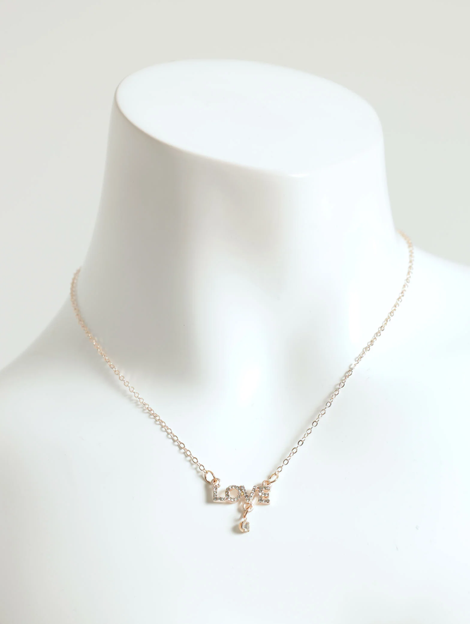 Diamante Love Slogan Necklace