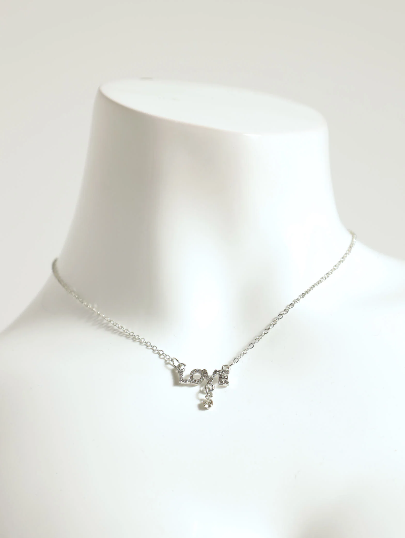 Diamante Love Slogan Necklace