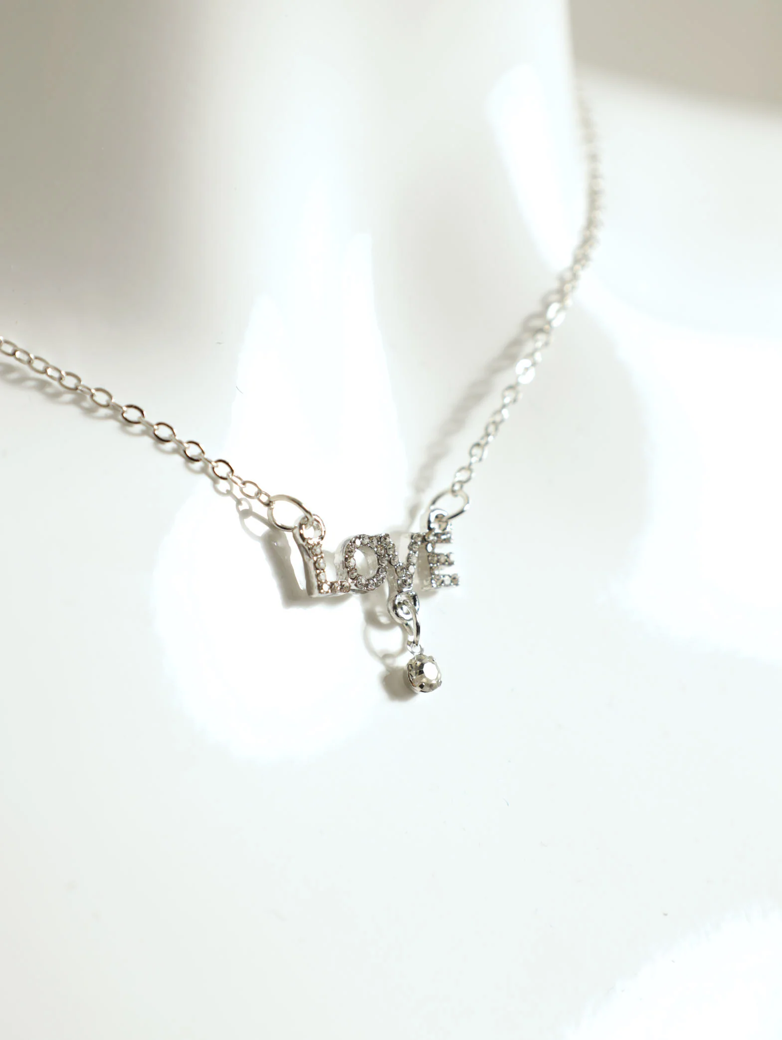 Diamante Love Slogan Necklace - Image 2