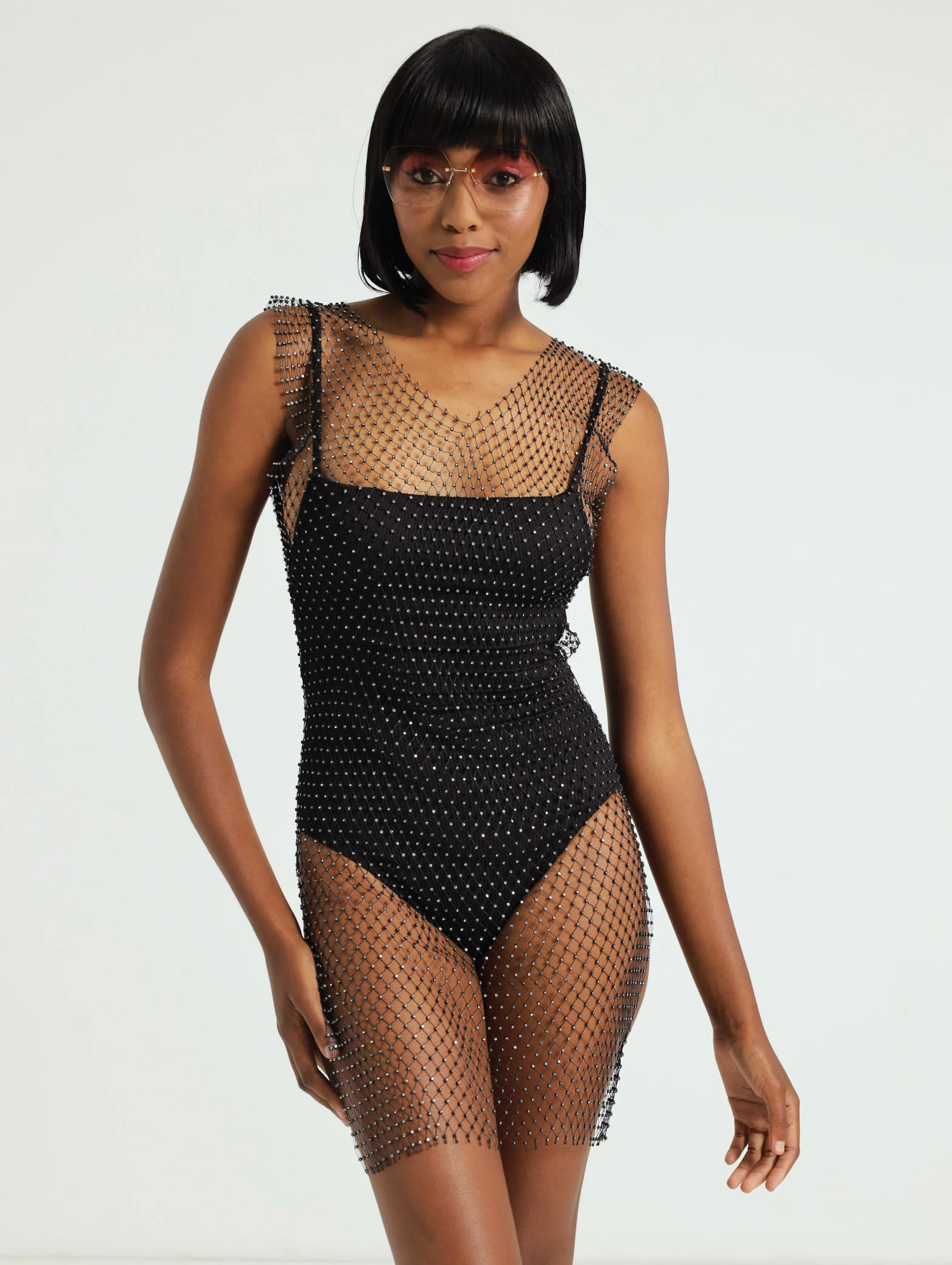 Diamante Mesh Dress