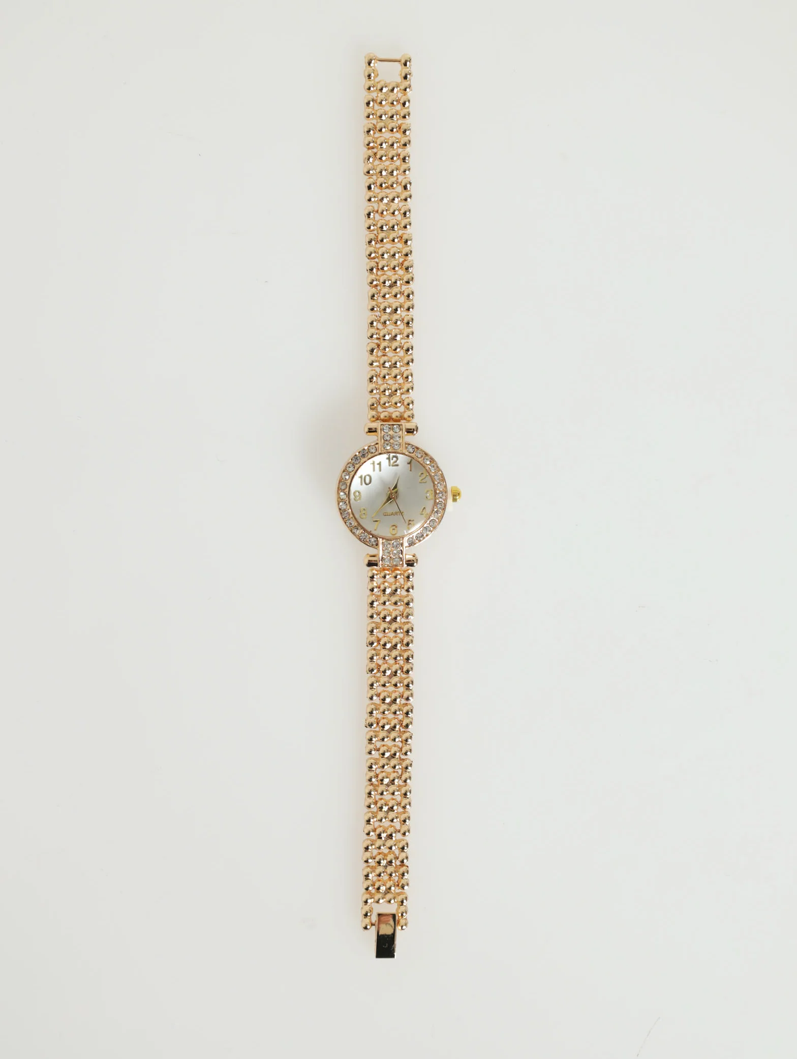 Diamante Metal Round Face Watch