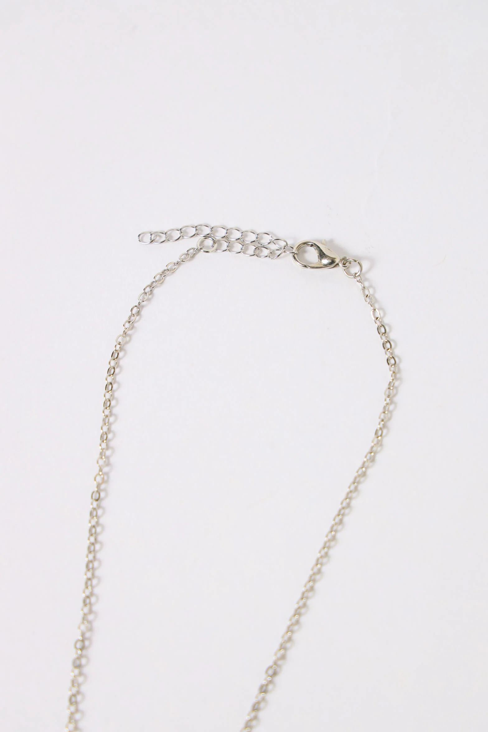 Diamante Oval Pendant Necklace - Silver - Image 3