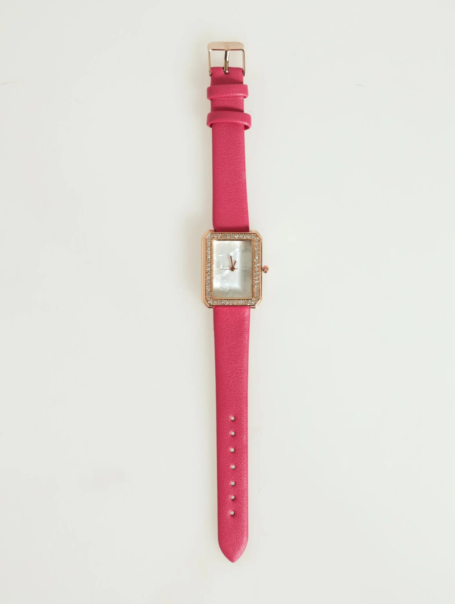 Diamante Rectangular Dial Pu Strap Watch - Image 2