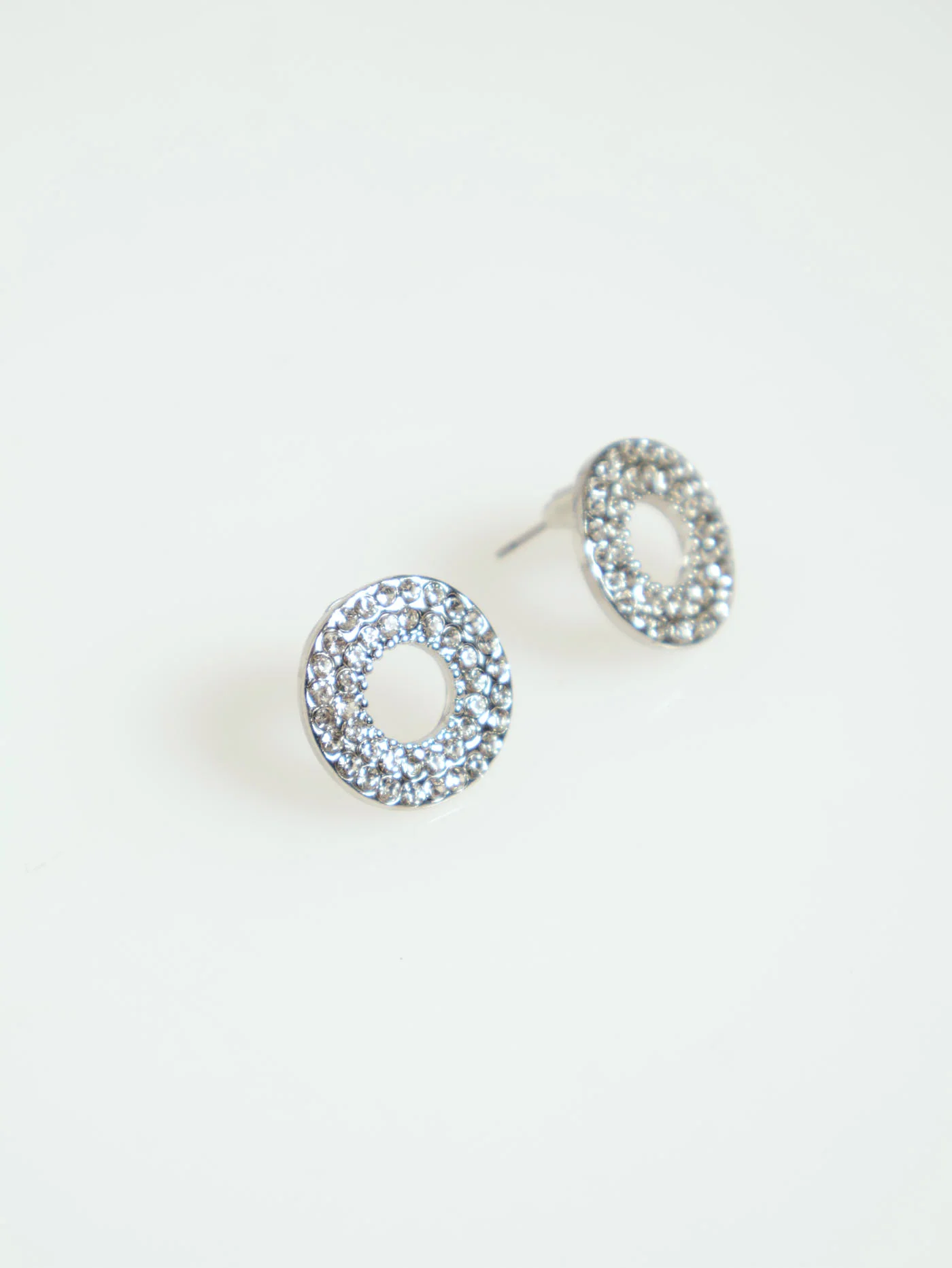 Diamante Ring Pendant Necklace & Earrings - Silver - Image 2