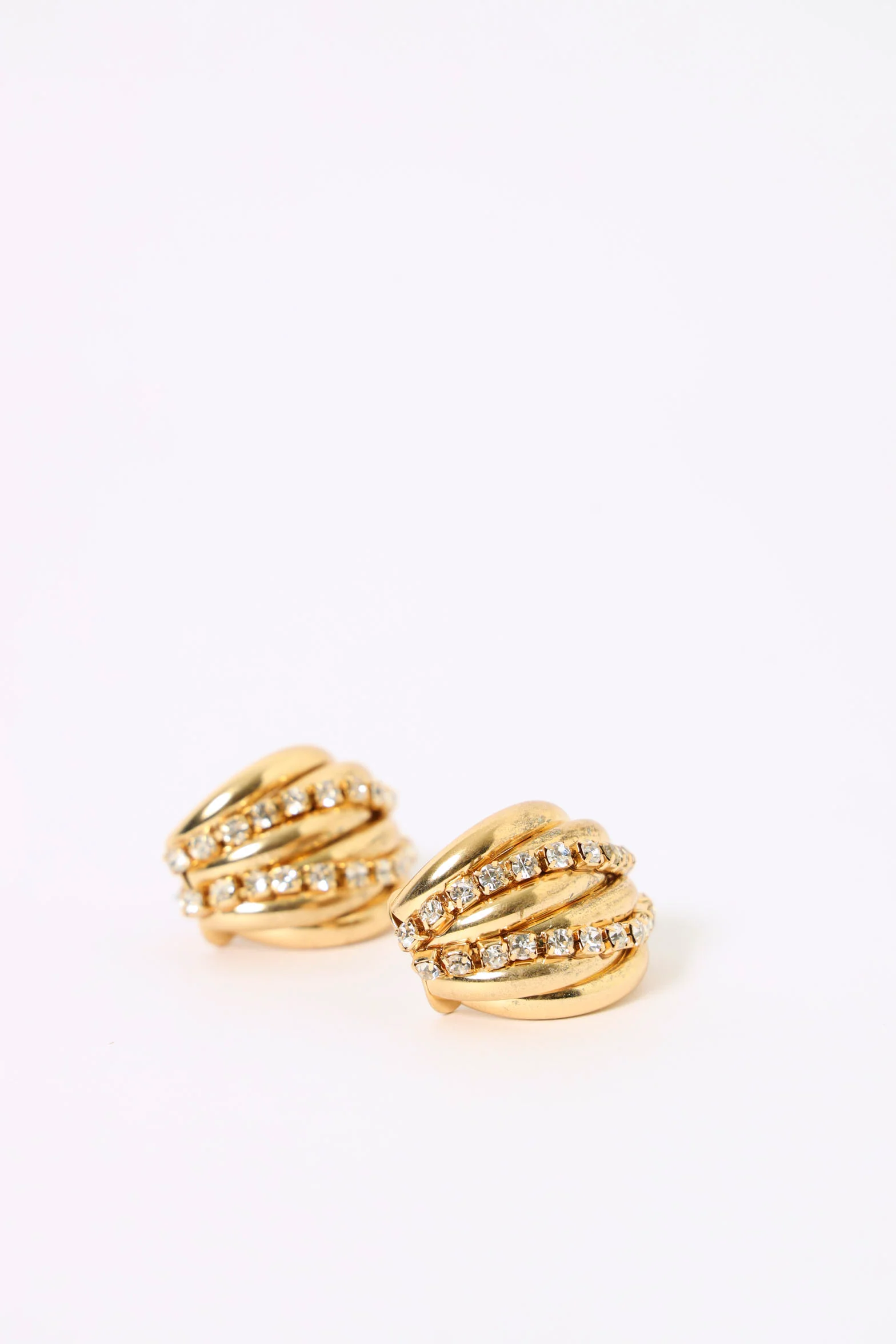 Diamante Ripple Statement Earrings - Gold - Image 2