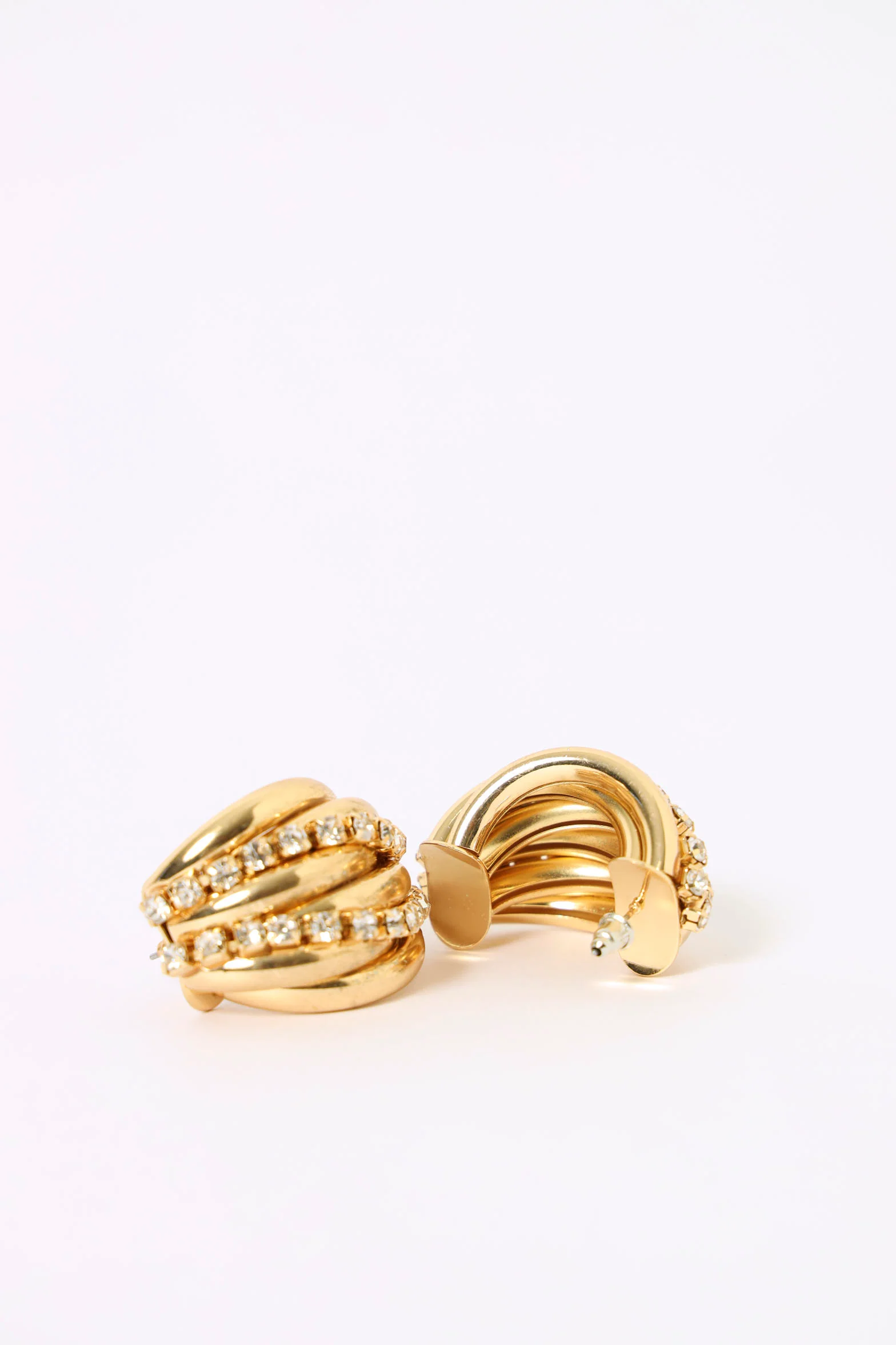 Diamante Ripple Statement Earrings - Gold - Image 3