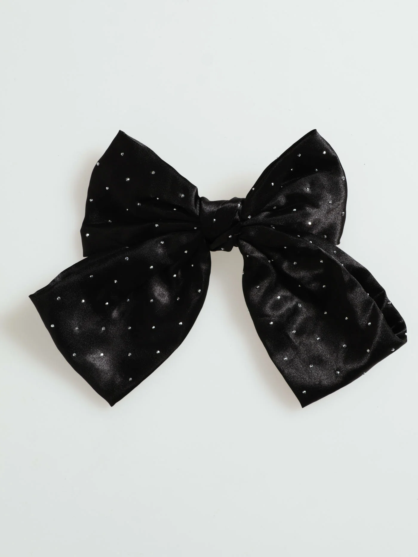 Diamante Satin Bow Clip - Black