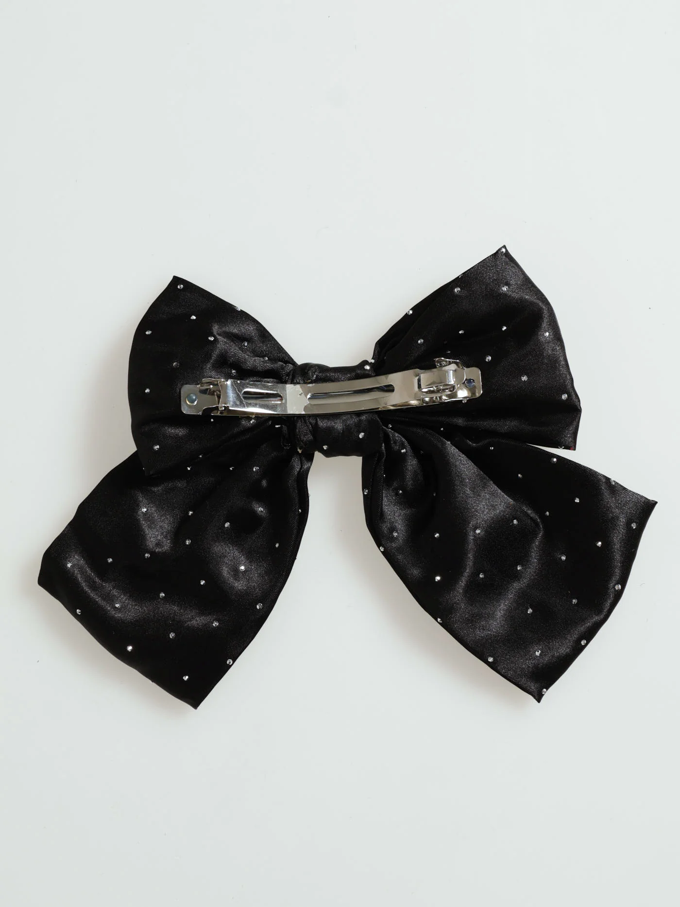 Diamante Satin Bow Clip - Black - Image 2