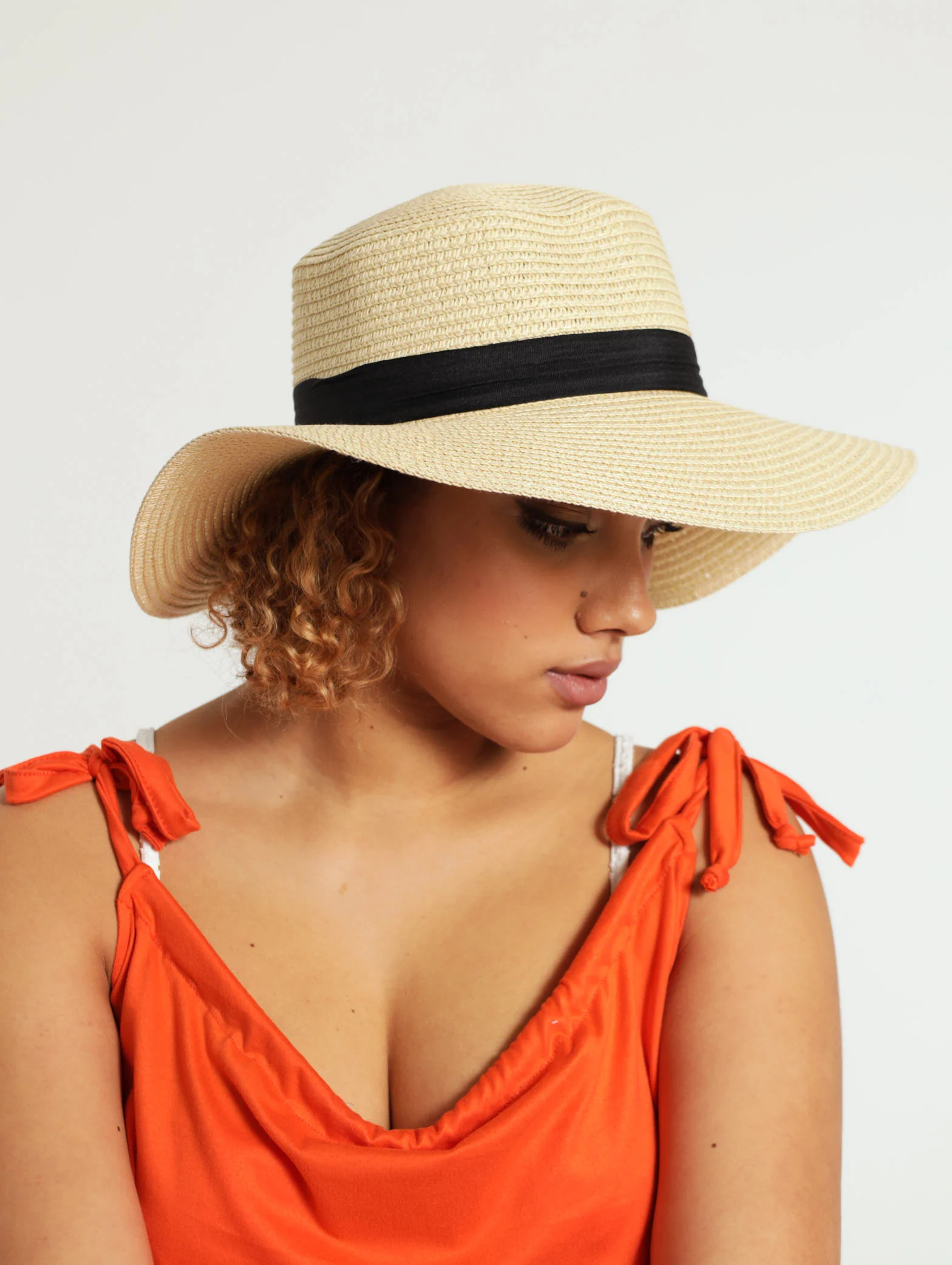 Diamante Trim Straw Boater - Image 3