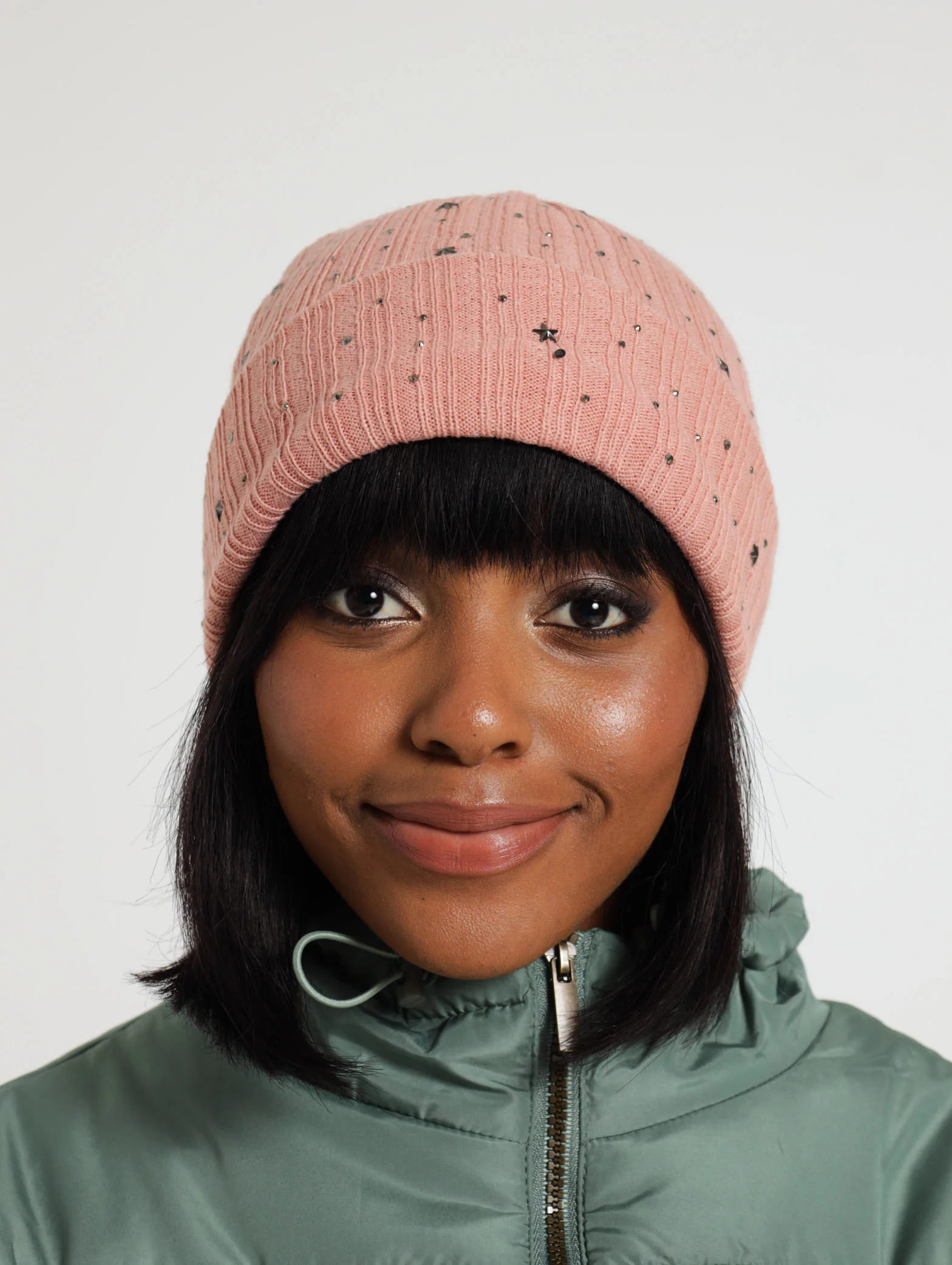 Diamante Trim Turn Up Beanie