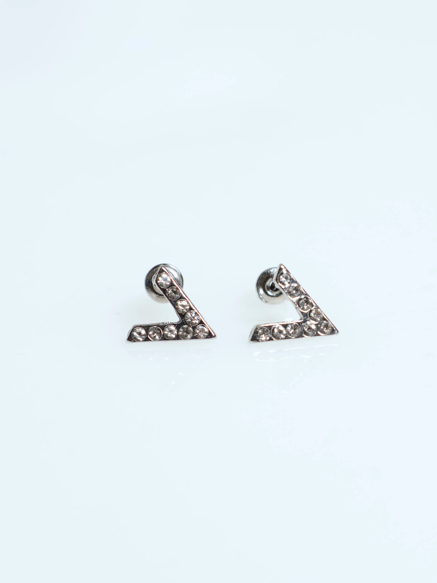 Diamante V & Matching Earrings - Silver - Image 4