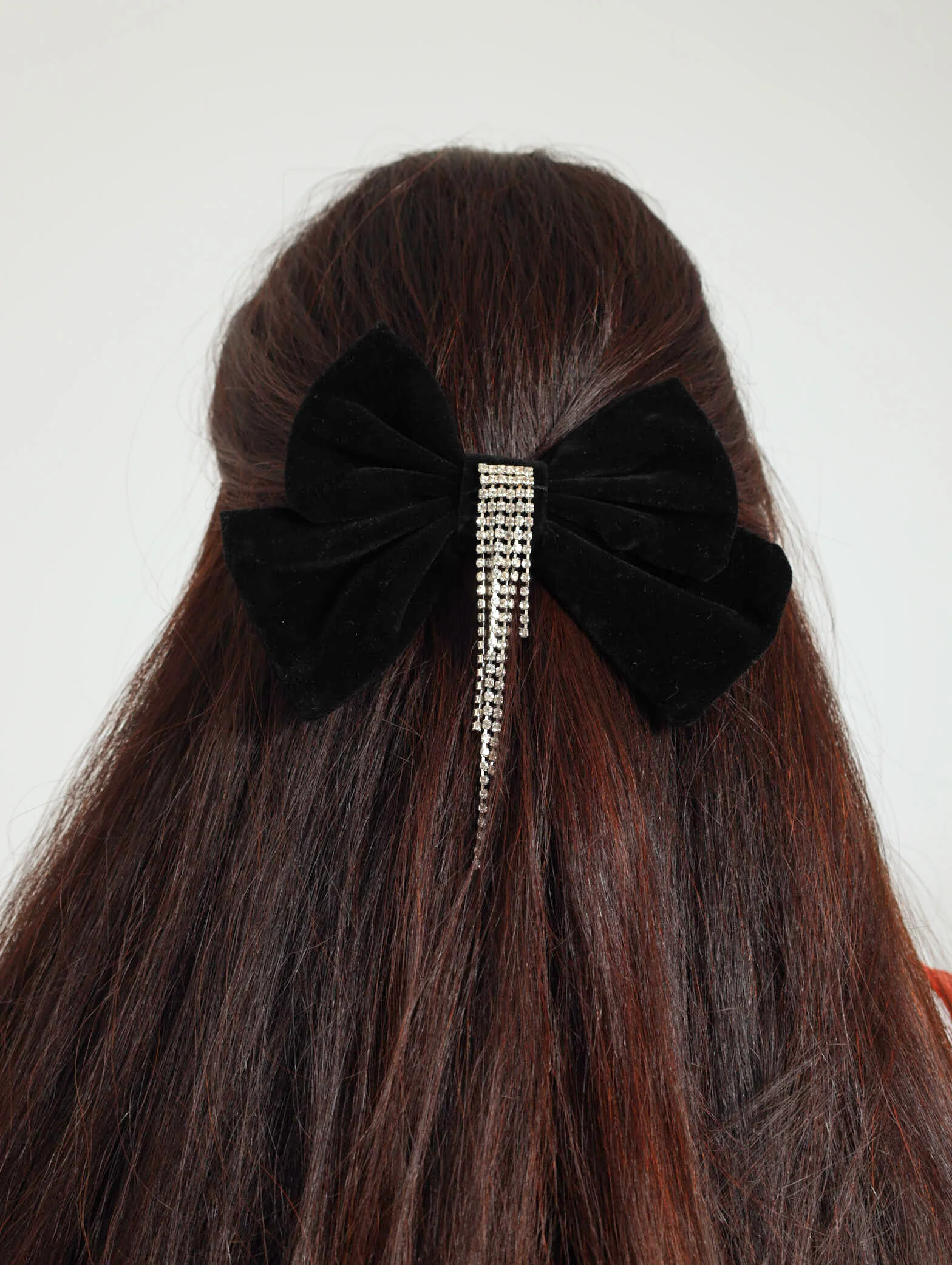 Diamante Velvet Bow Clip