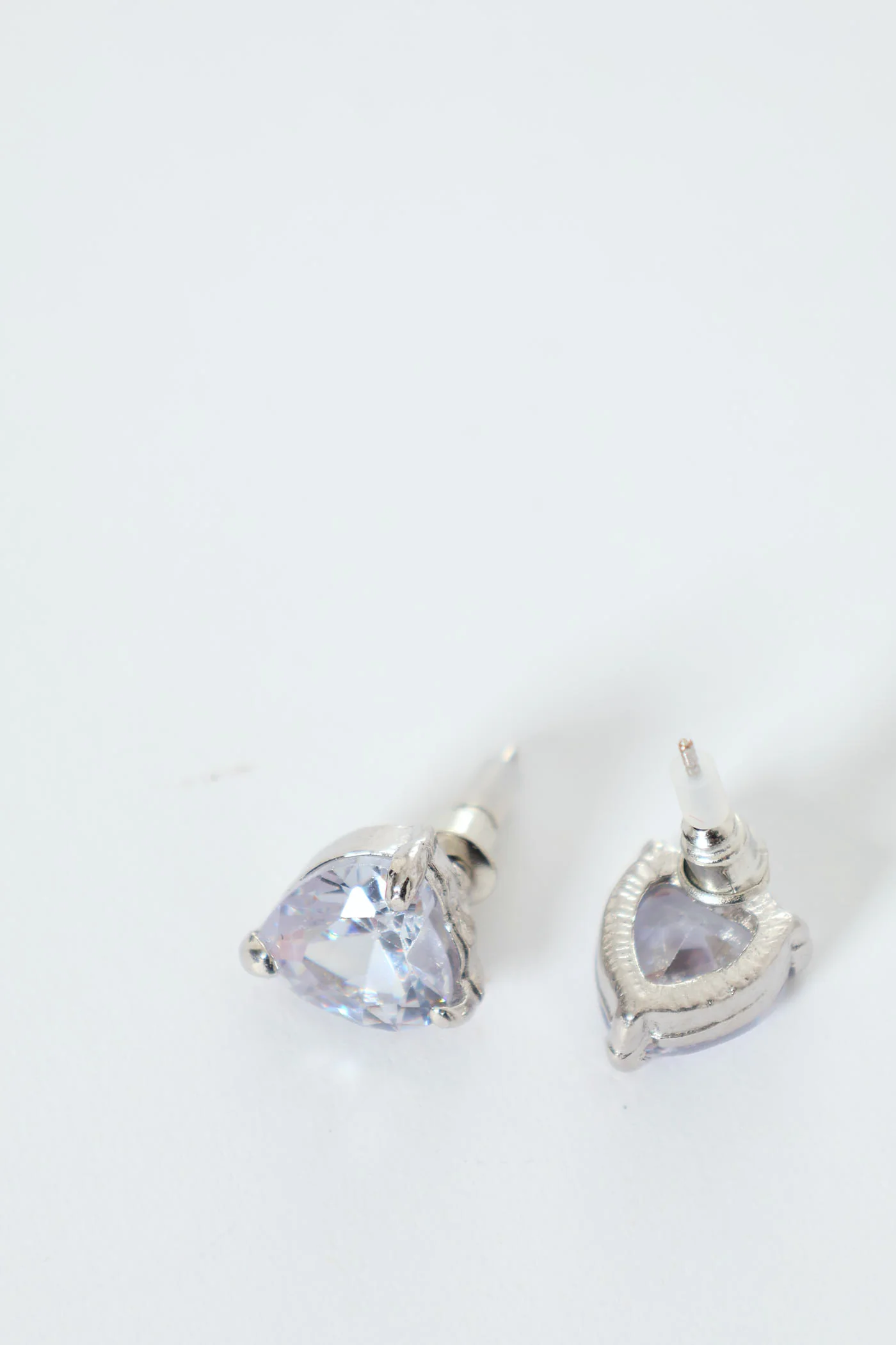 Diamond Heart Pendant Necklace & Matching Stud Earrings - Silver - Image 3