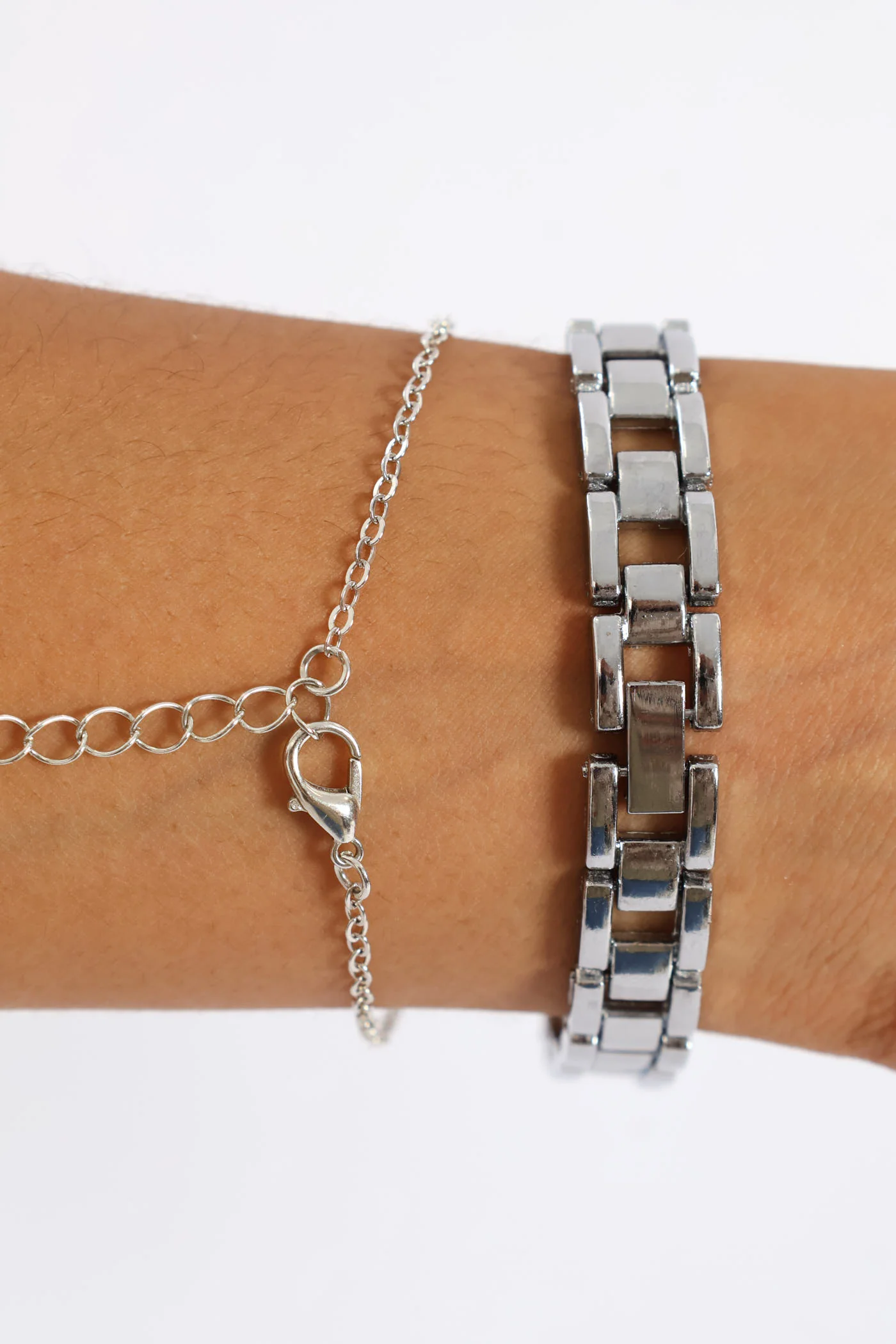 Digital Metal Strap Watch & Infinity Bracelet - Silver - Image 2