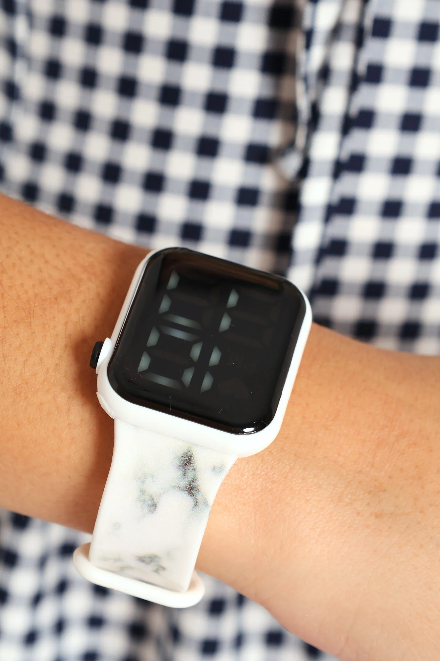 Digital Square Face Watch - Marble/Gunmetal
