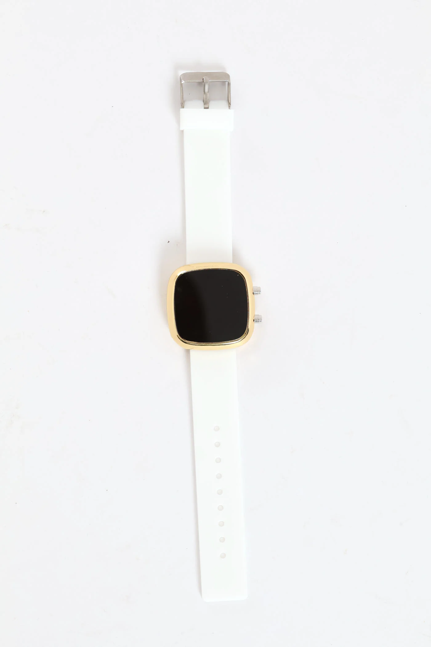 Digital Square Face Watch - White