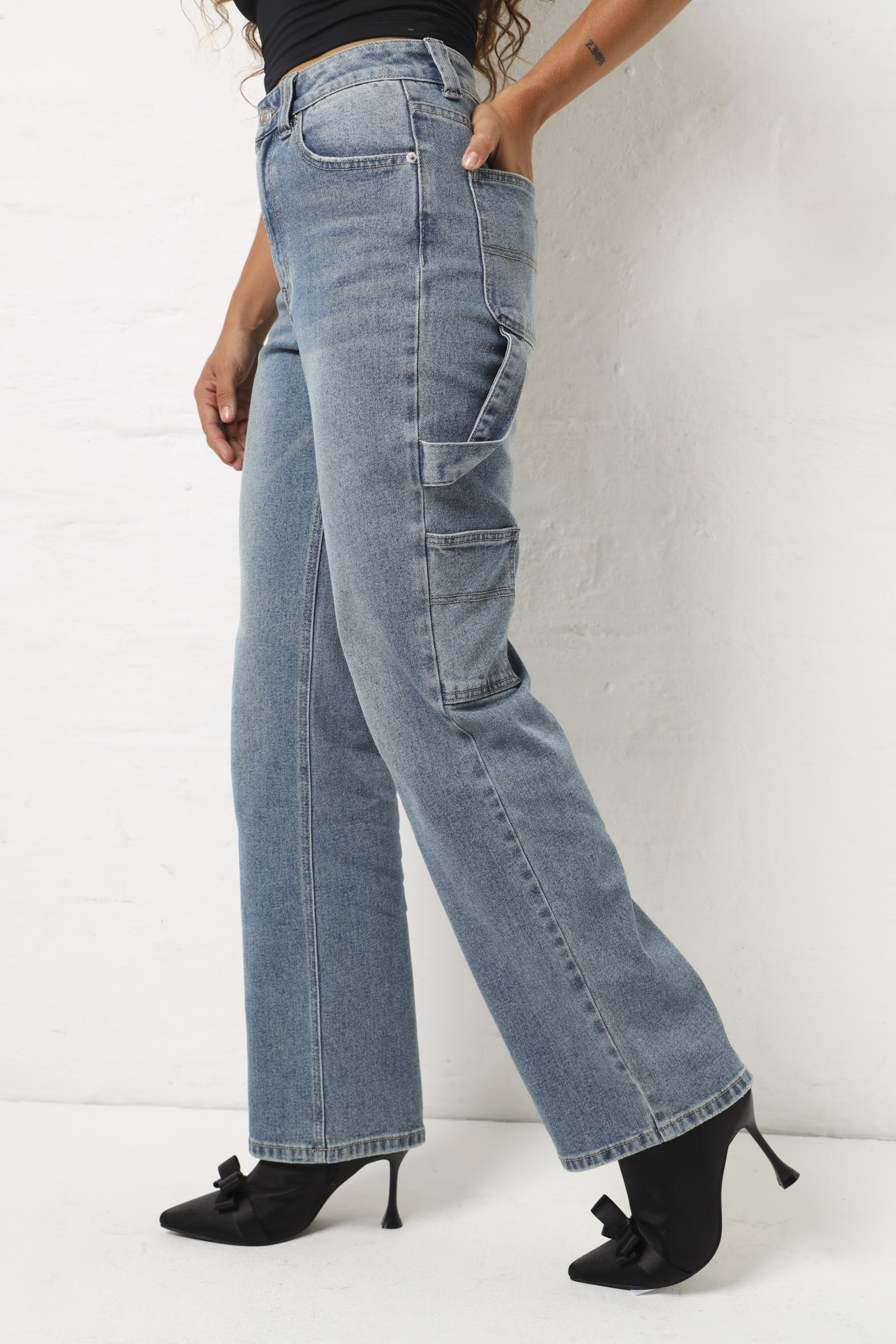 Dirty Carpenter Wide Leg Jean - Dark Wash - Image 3