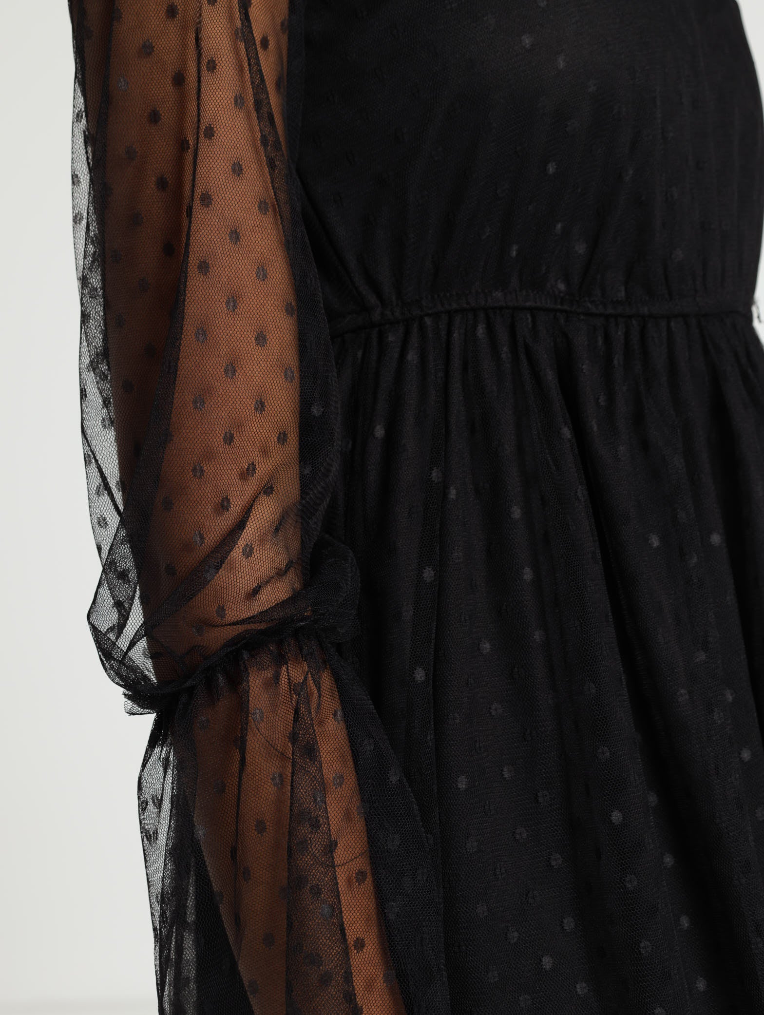 Dobby Mesh Hi Neck Yoke Prom Dress - Image 5