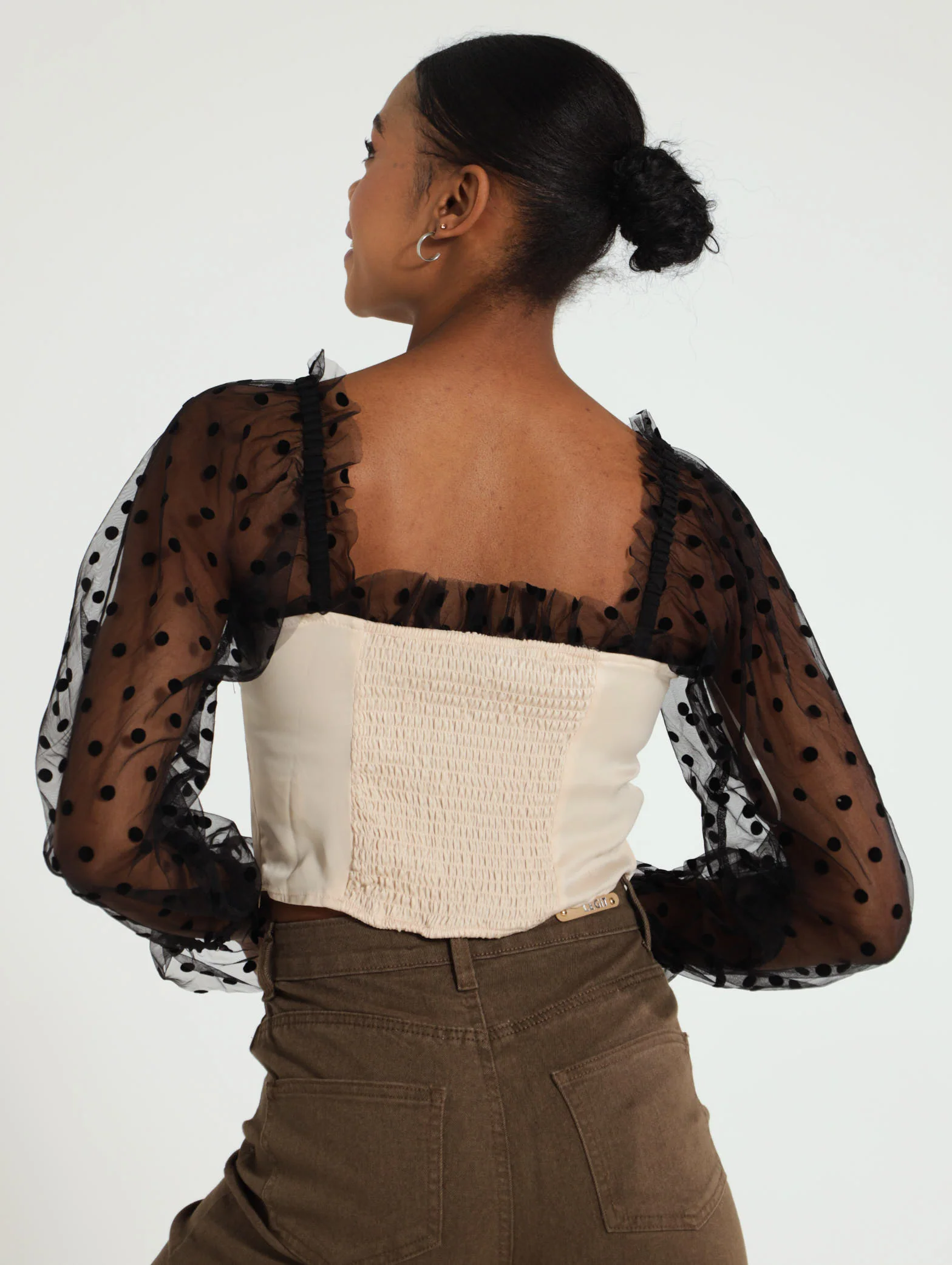 Dobby Sleeve Mesh Buister Top - Image 4
