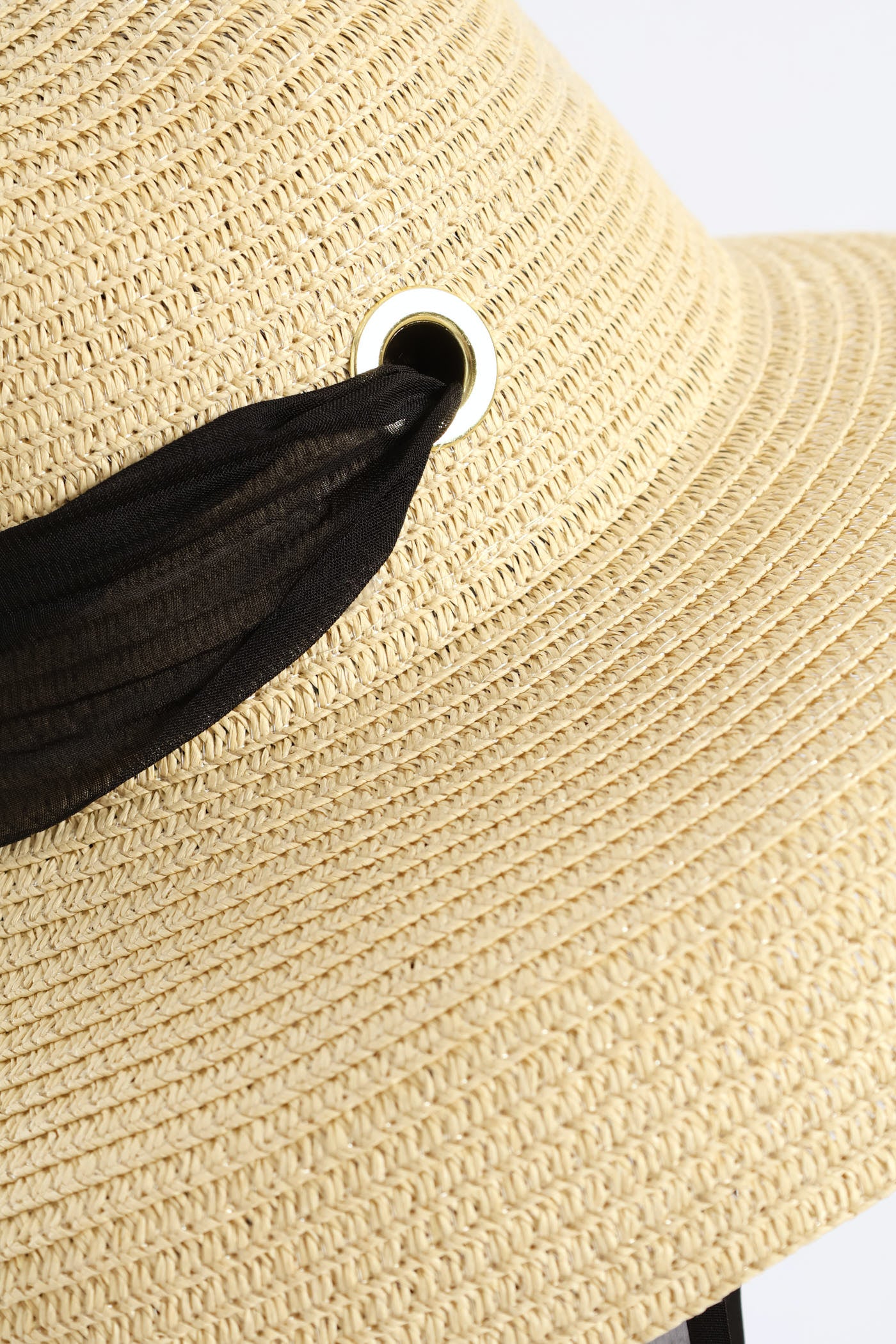 Dome Straw Sun Hat With Ties - Sand - Image 4