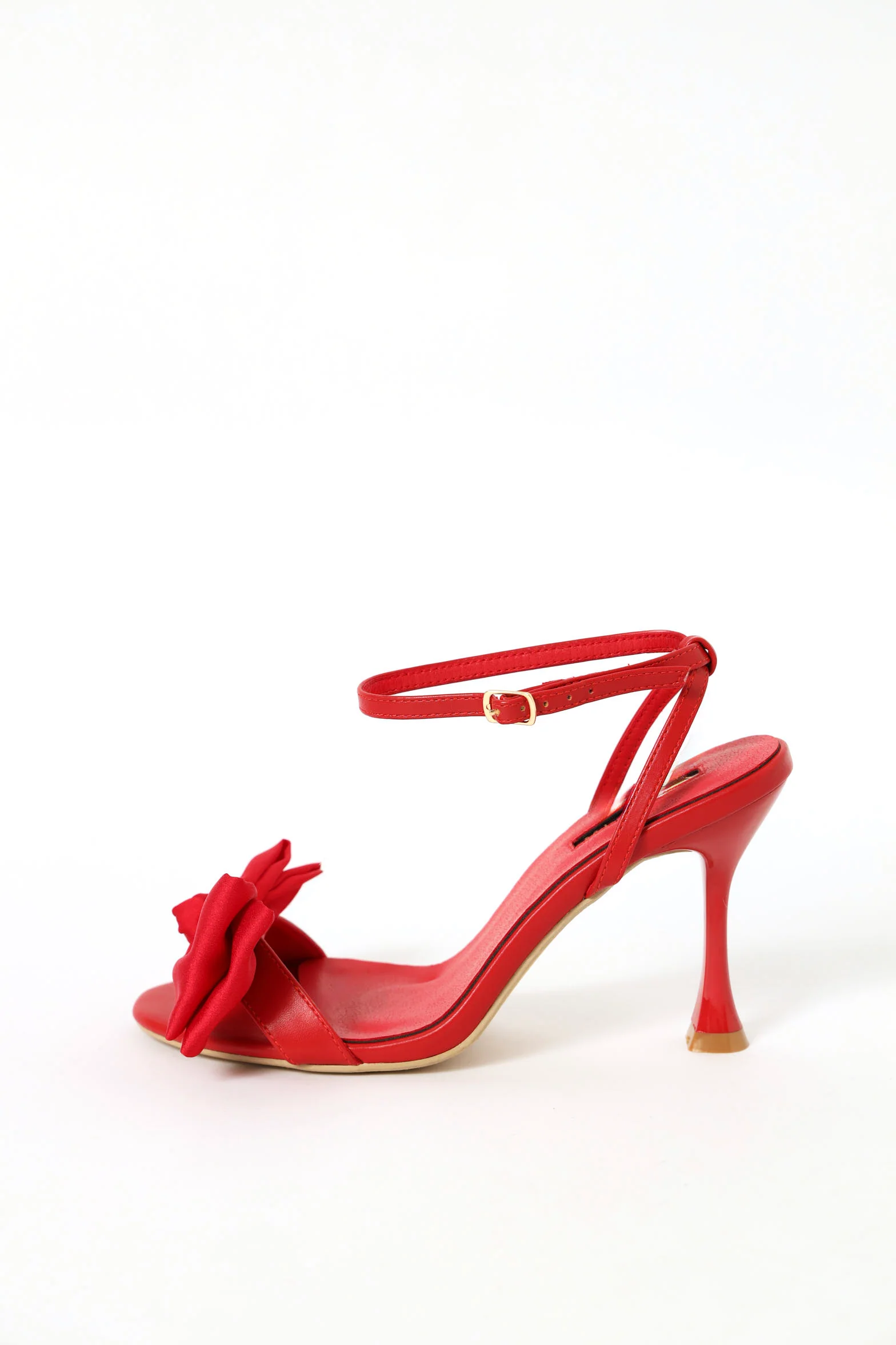 Double Bow Ankle Strap Heel - Red