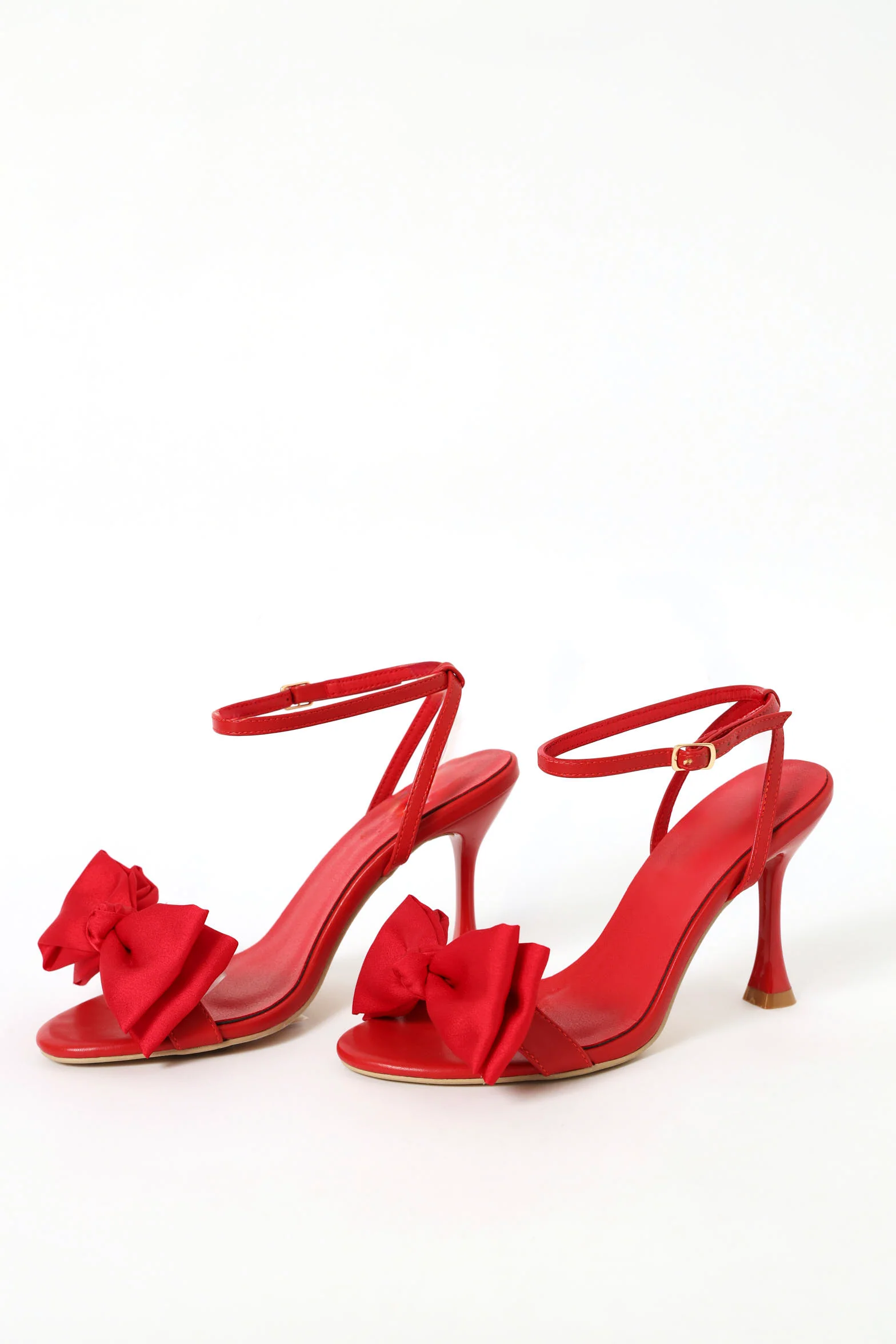Double Bow Ankle Strap Heel - Red - Image 2