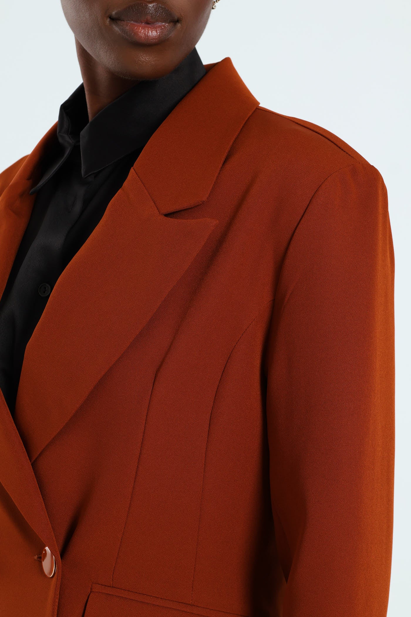 Double Breast Fancy Button Blazer - Rust - Image 4