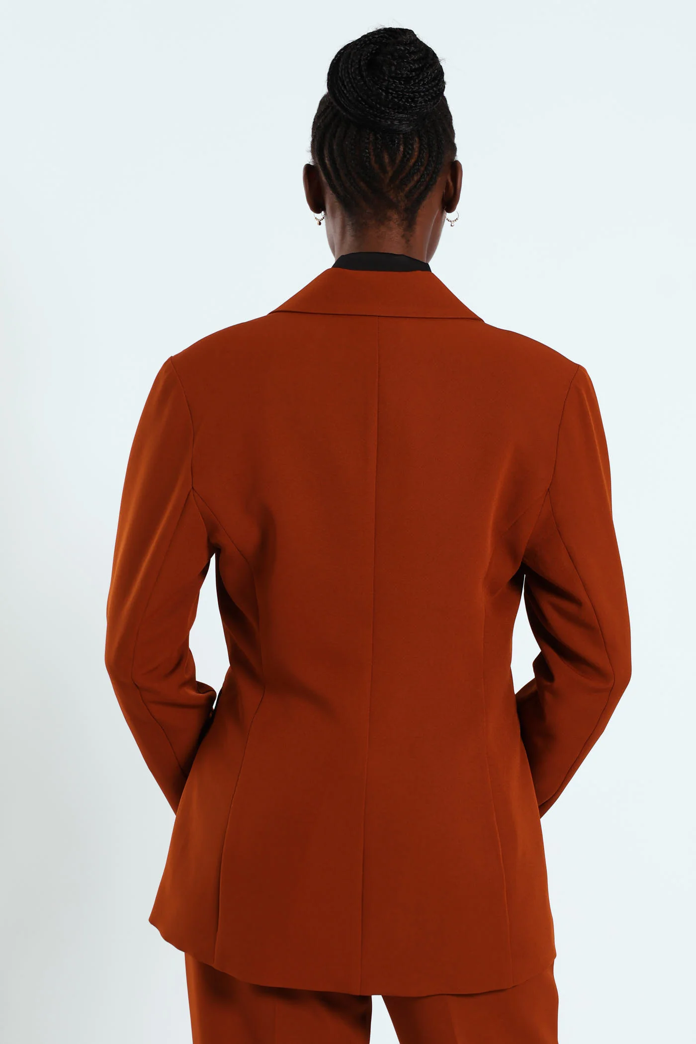 Double Breast Fancy Button Blazer - Rust - Image 6