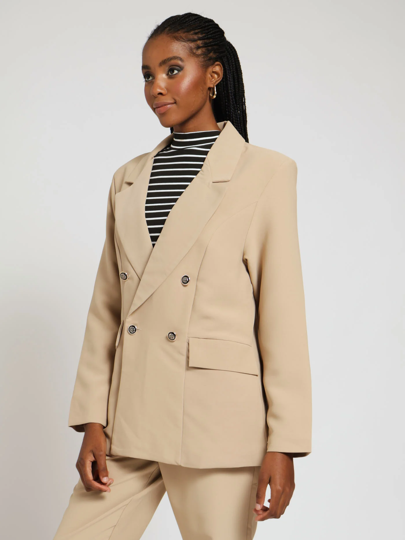 Double Breasted Blazer - Light Stone - Image 2