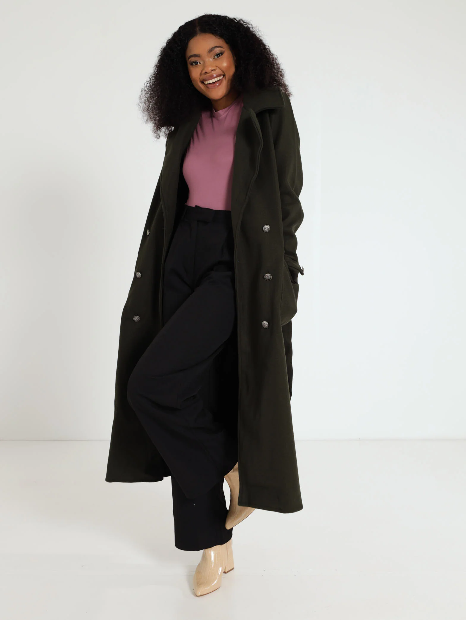 Double Breasted Fancy Button Coat