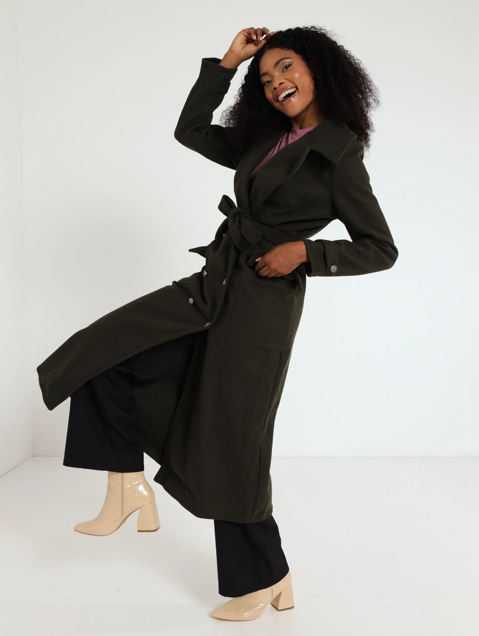 Double Breasted Fancy Button Coat - Image 2
