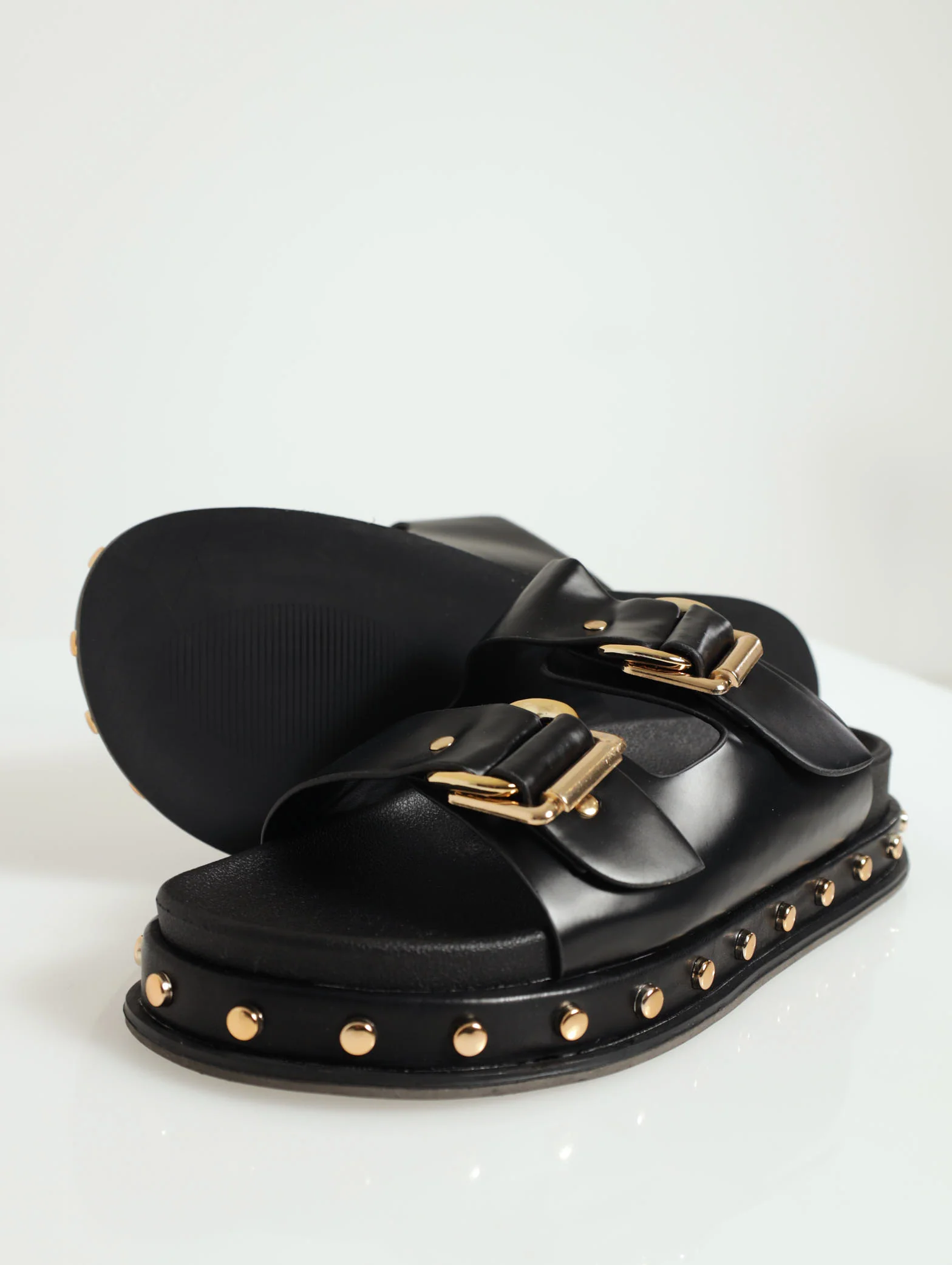 Double Buckle Mule With Studded Outsole - Image 4