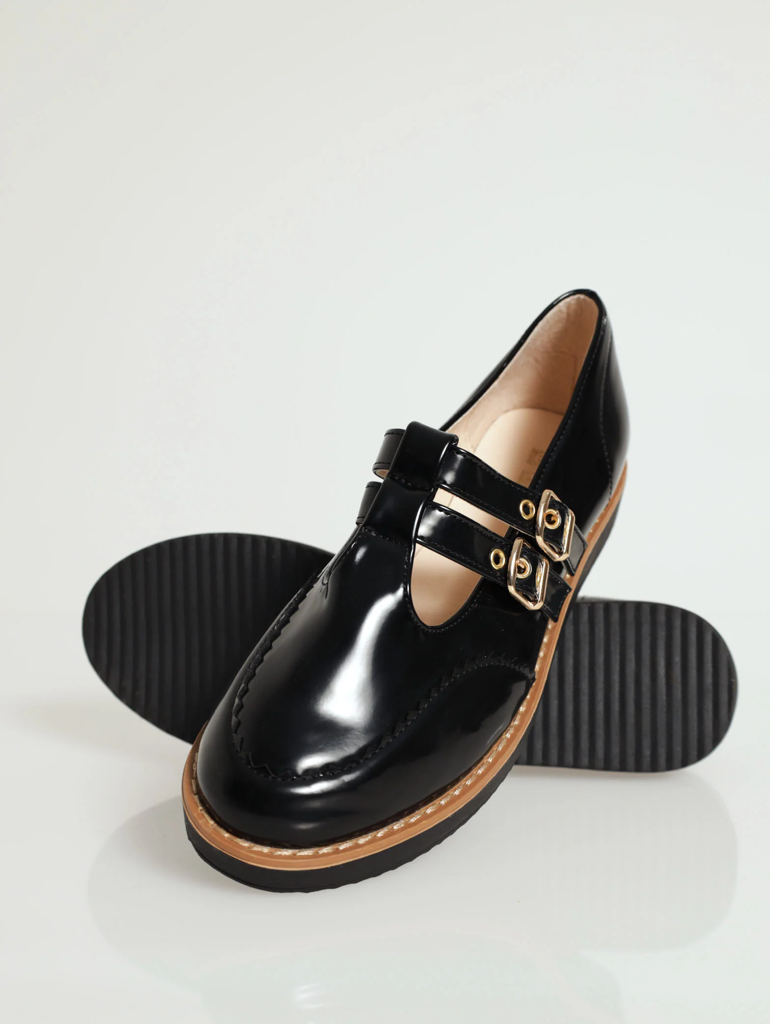Double Buckle Tbar Loafer With Randing